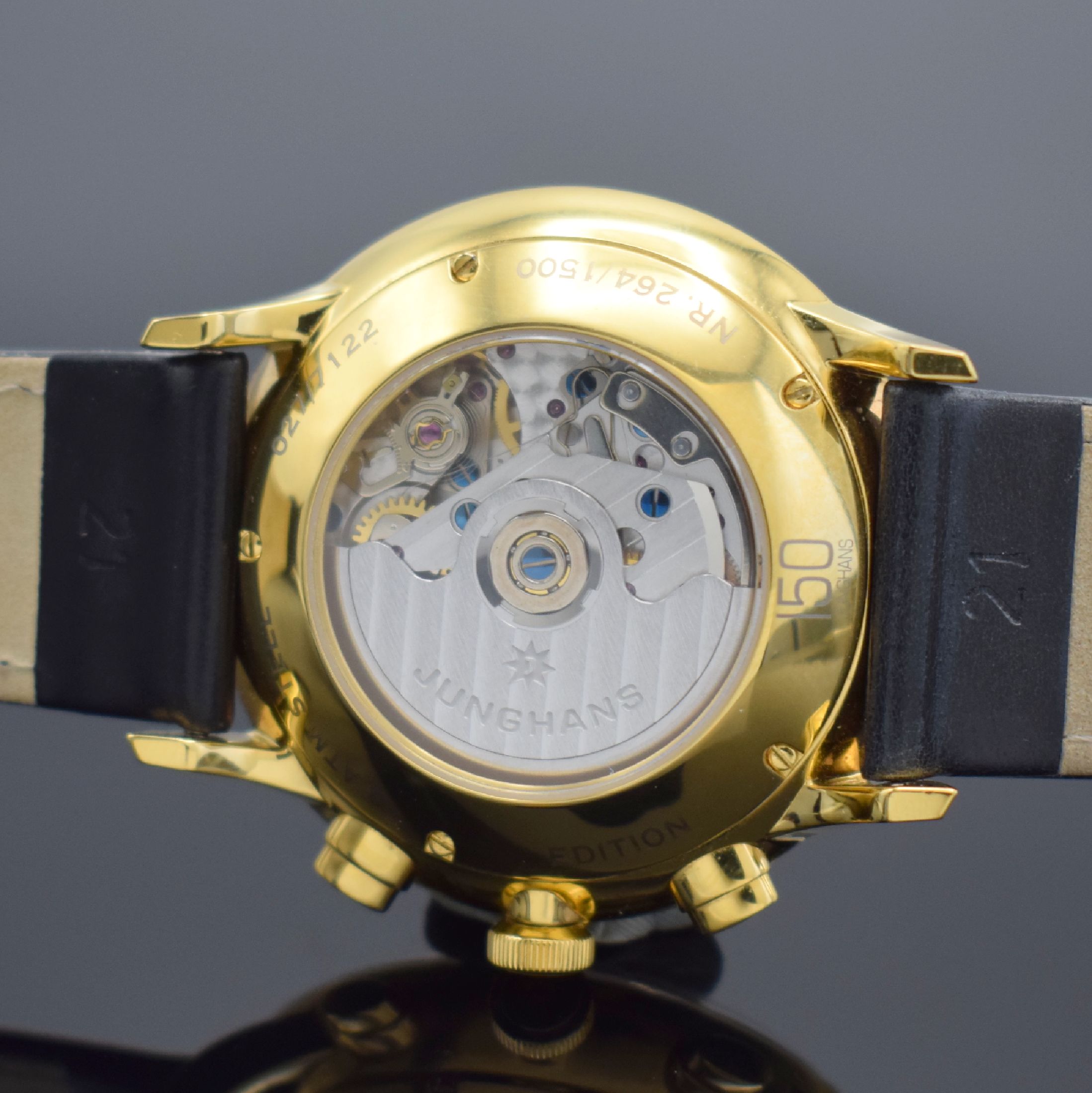 Detail e: JUNGHANS Chronoscope auf 1500 Stück limitierter Armbandchronograph Referenz 027/7122.00, Automatik, verg. Edelstahlgeh. beids. vergl., Boden 5-fach ...
