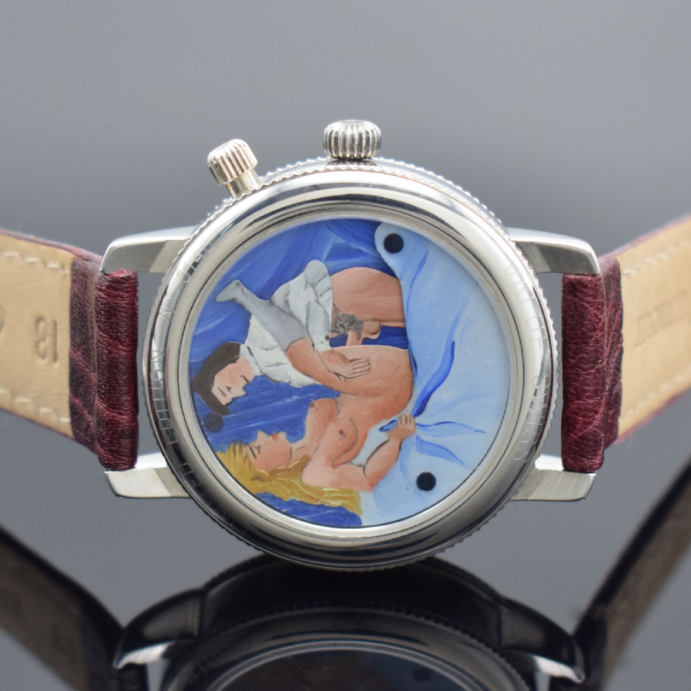 Detail d: VALUE SWISS Herrenarmbanduhr Modell L´Heure D´Amour, Handaufzug, auf 5000 Stück lim. Sondermodell in Edelstahl inkl. orig. Lederband m. orig. ...