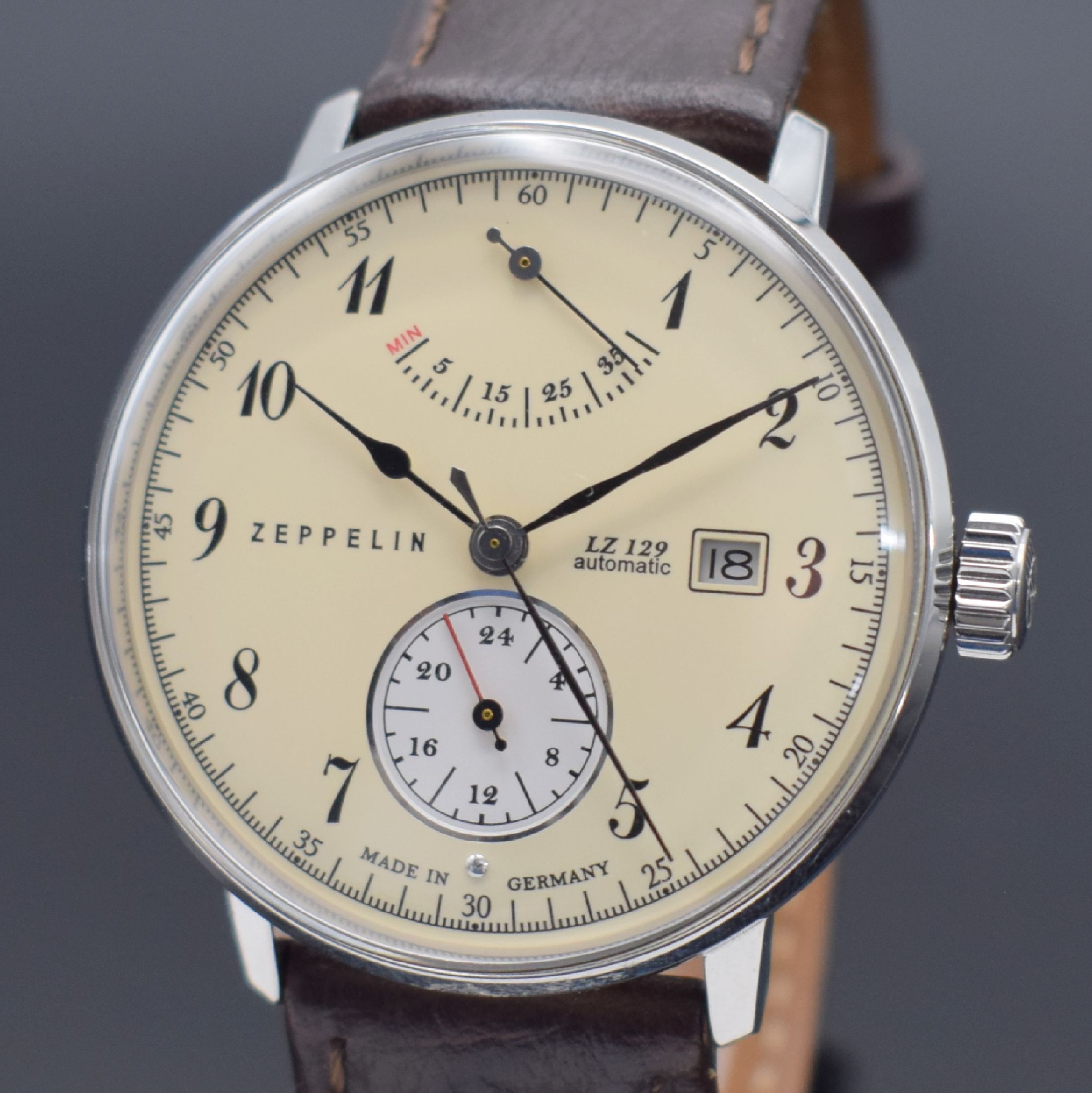 Detail a: ZEPPELIN Herrenarmbanduhr Model Hindenburg Referenz 7060, Automatik, Deutschland lt. beil. Garantiekarte verk. 09/2013, Edelstahlgeh. beids. vergl., ...