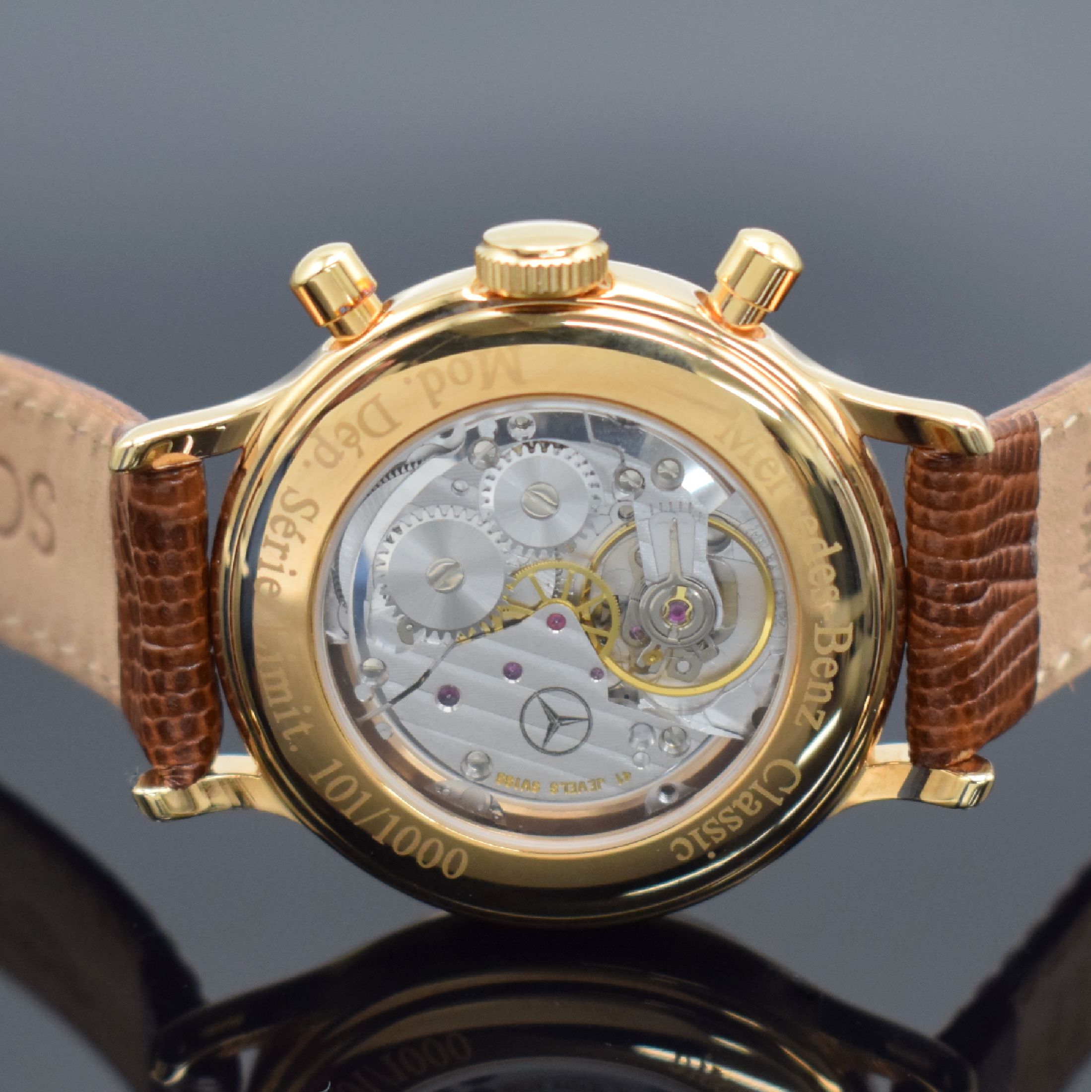 Detail d: TELDA Juan Manuel Fangio Herrenarmbanduhr mit Chronograph aus Mercedes-Benz Classic Serie in limitierter Auflage, Schweiz verk. lt. beil. orig. ...