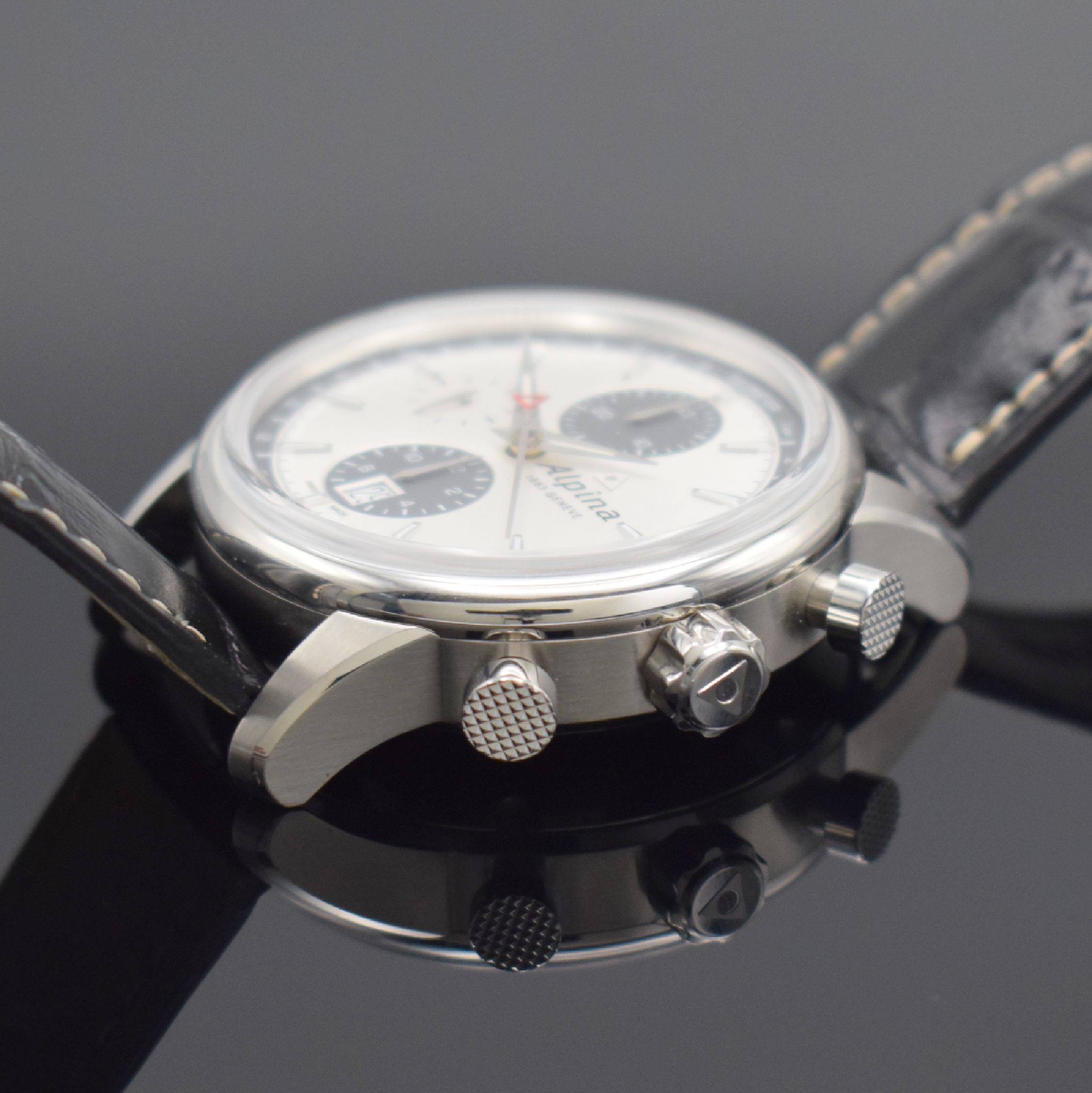 Detail c: ALPINA nahezu neuwertiger Armbandchronograph Alpiner Referenz AL-750X4E6, Automatik, Schweiz um 2015, Edelstahlgeh. inkl. orig. Lederband m. orig. ...