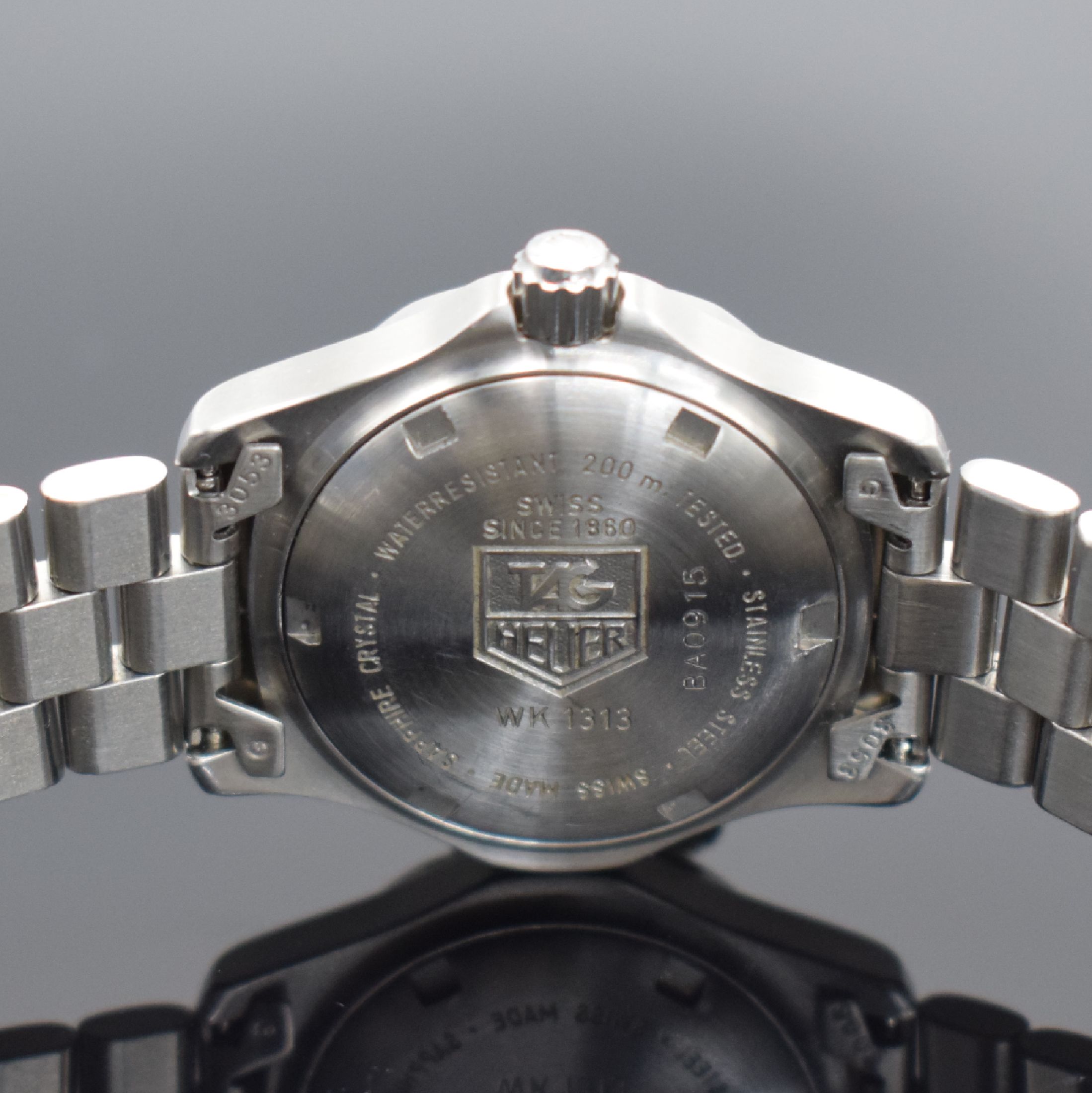 Detail d: TAG HEUER Professional Damenarmbanduhr Referenz WK1313, Schweiz um 2000, Edelstahlgeh. inkl. Gliederband m. Faltschl. & Tauchverlängerung, Boden & ...