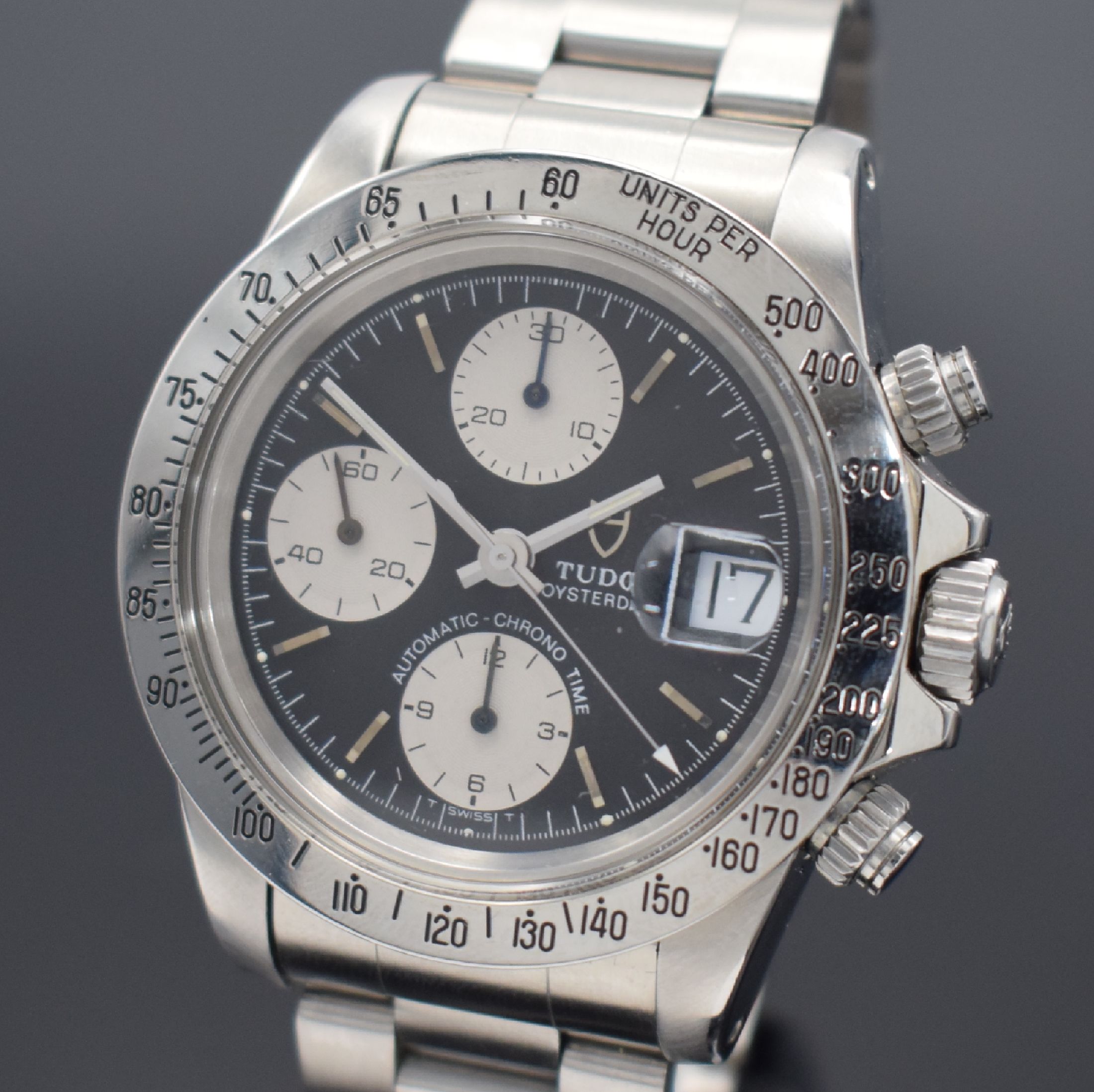 Detail a: TUDOR seltener "Big Block" Armbandchronograph Oysterdate Chrono Time Referenz 79180, Schweiz um 1993, Automatik, im orig. Rolex- Geh., mit ...