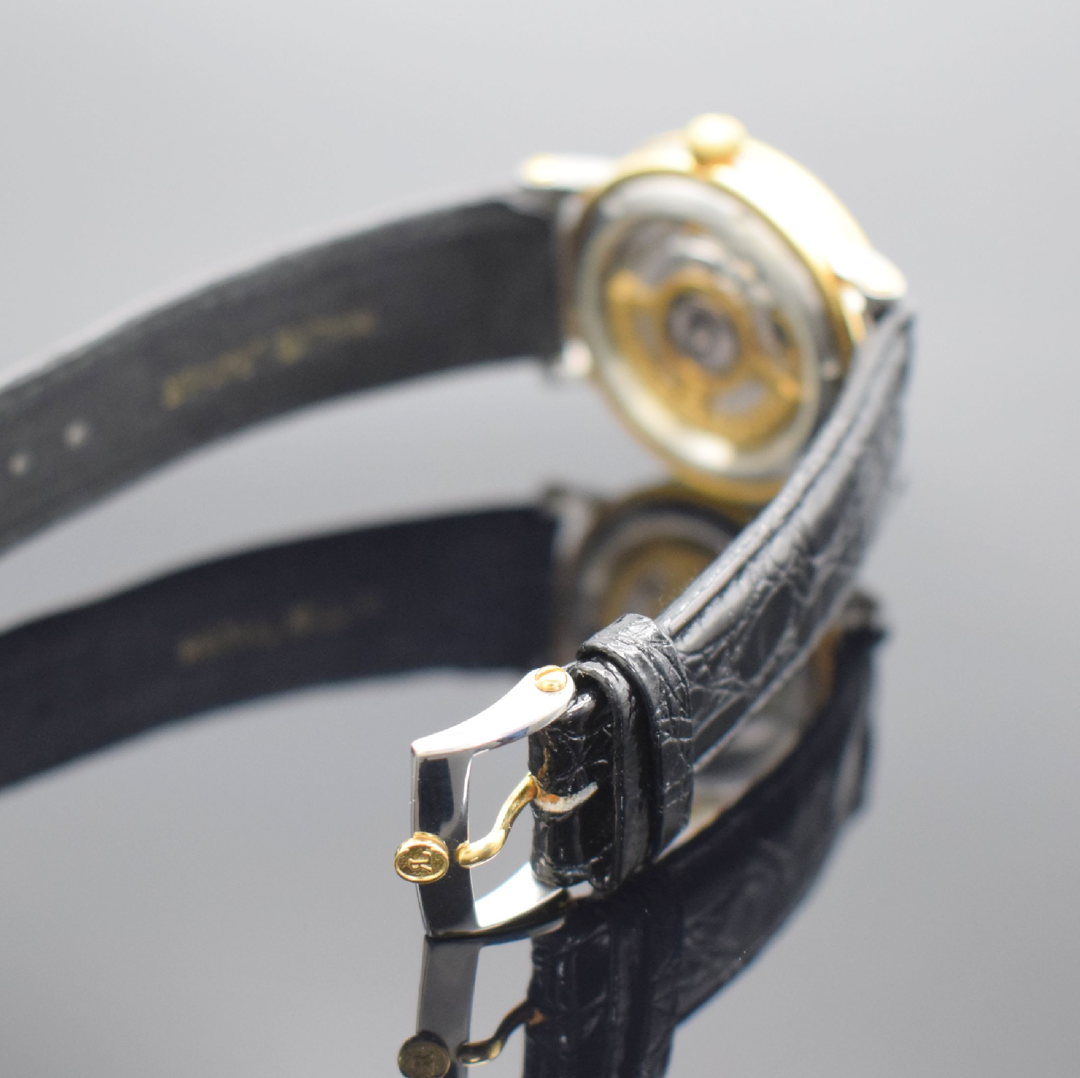 Detail b: CHRONOSWISS Chronometer Herrenarmbanduhr, Automatik, Ref. CH 2822, Edelstahl/Gold kombiniert inkl. Lederband m. orig. Dornschl., beids. vergl., Boden ...