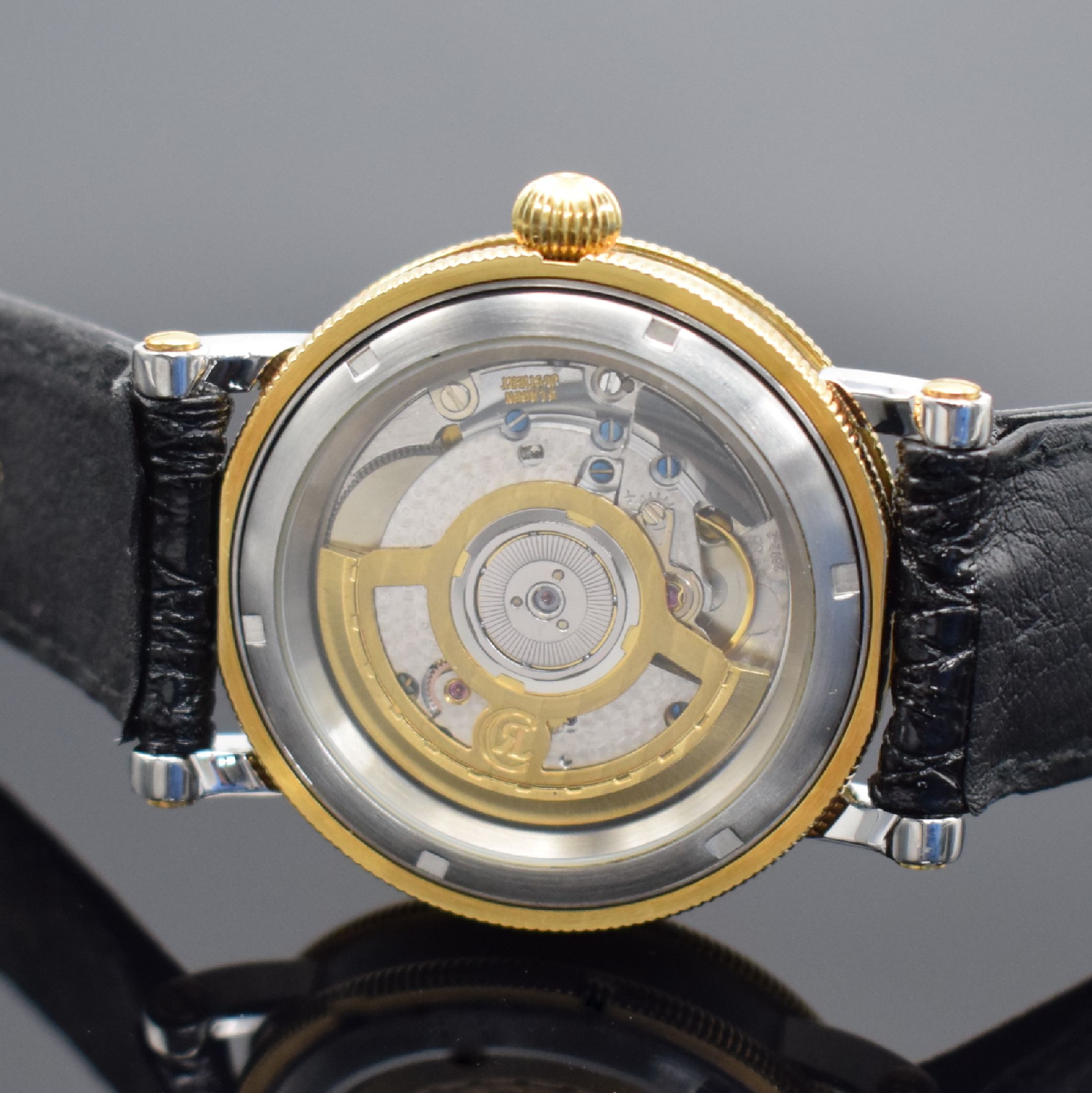 Detail d: CHRONOSWISS Chronometer Herrenarmbanduhr, Automatik, Ref. CH 2822, Edelstahl/Gold kombiniert inkl. Lederband m. orig. Dornschl., beids. vergl., Boden ...