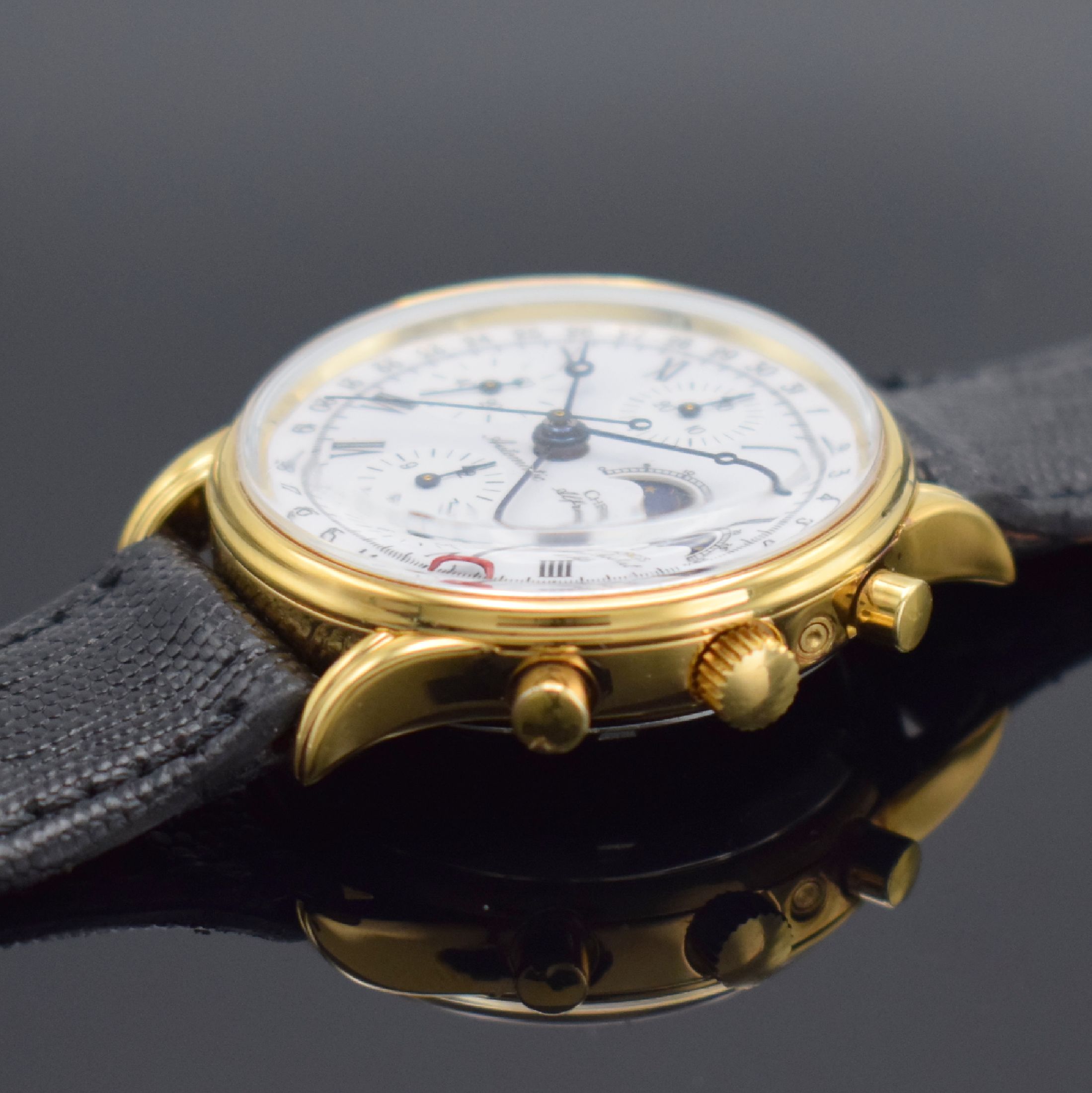 Detail b: CHRONOSWISS / ALFRED Rochat & Fils Armbandchronograph Referenz 77990, Automatik, Schweiz um 1995, verg. Metallgeh., Edelstahlboden verschr., ...