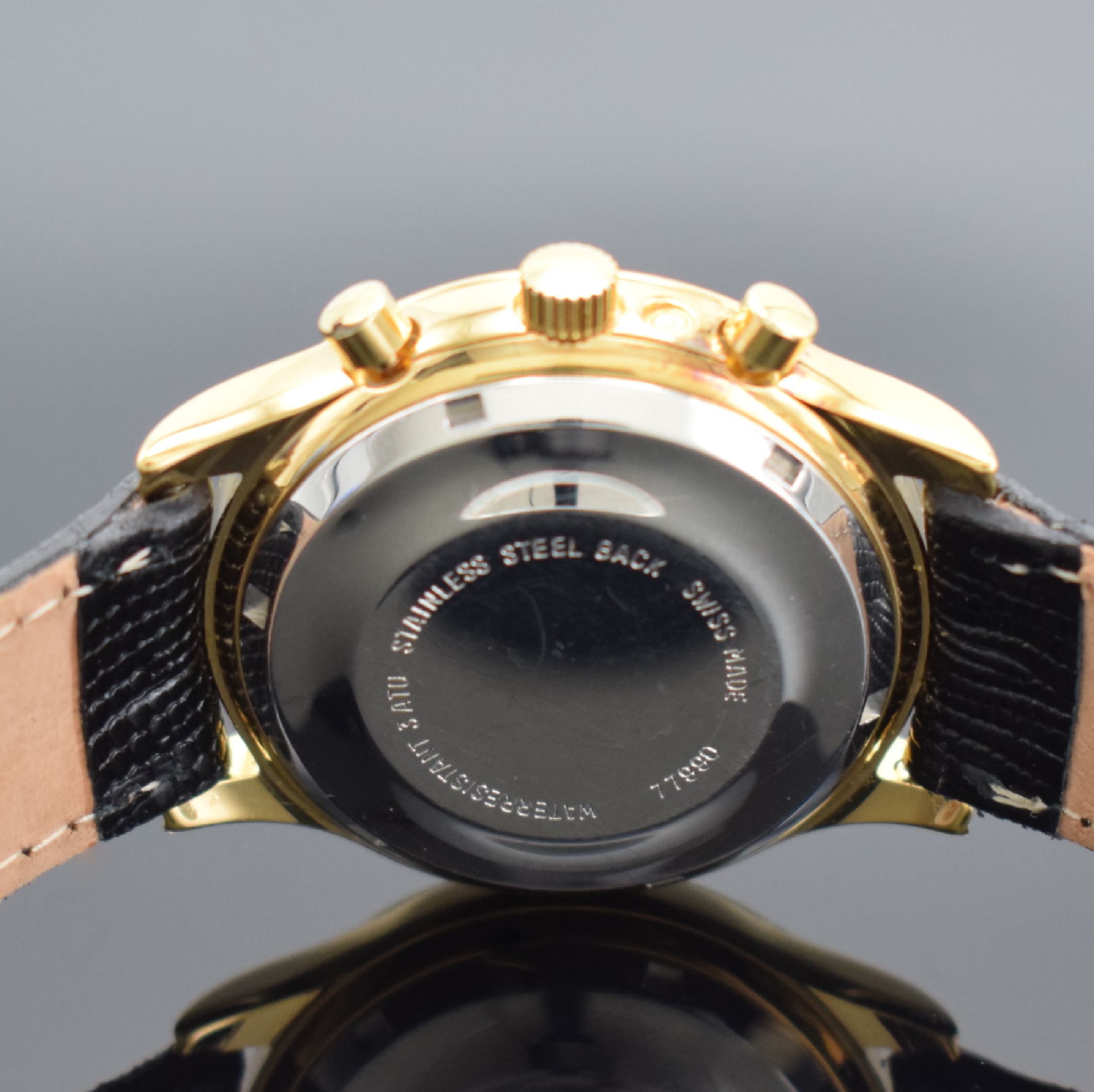 Detail c: CHRONOSWISS / ALFRED Rochat & Fils Armbandchronograph Referenz 77990, Automatik, Schweiz um 1995, verg. Metallgeh., Edelstahlboden verschr., ...