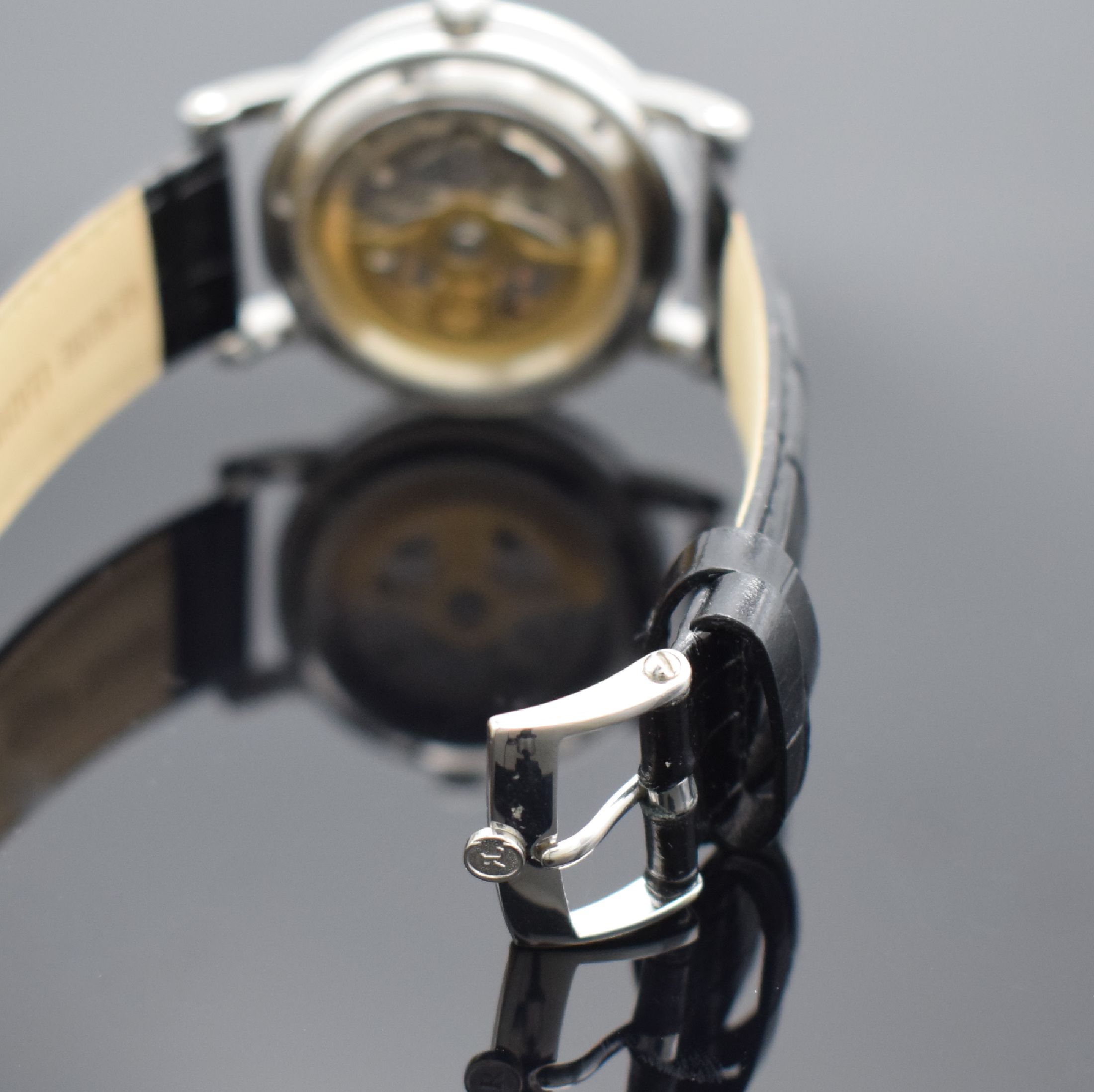 Detail b: CHRONOSWISS Regulateur Herrenarmbanduhr in Stahl Referenz CH 1223, Schweiz um 2000, Automatik, beids. vergl. Geh. inkl. Lederband m. orig. Dornschl., ...