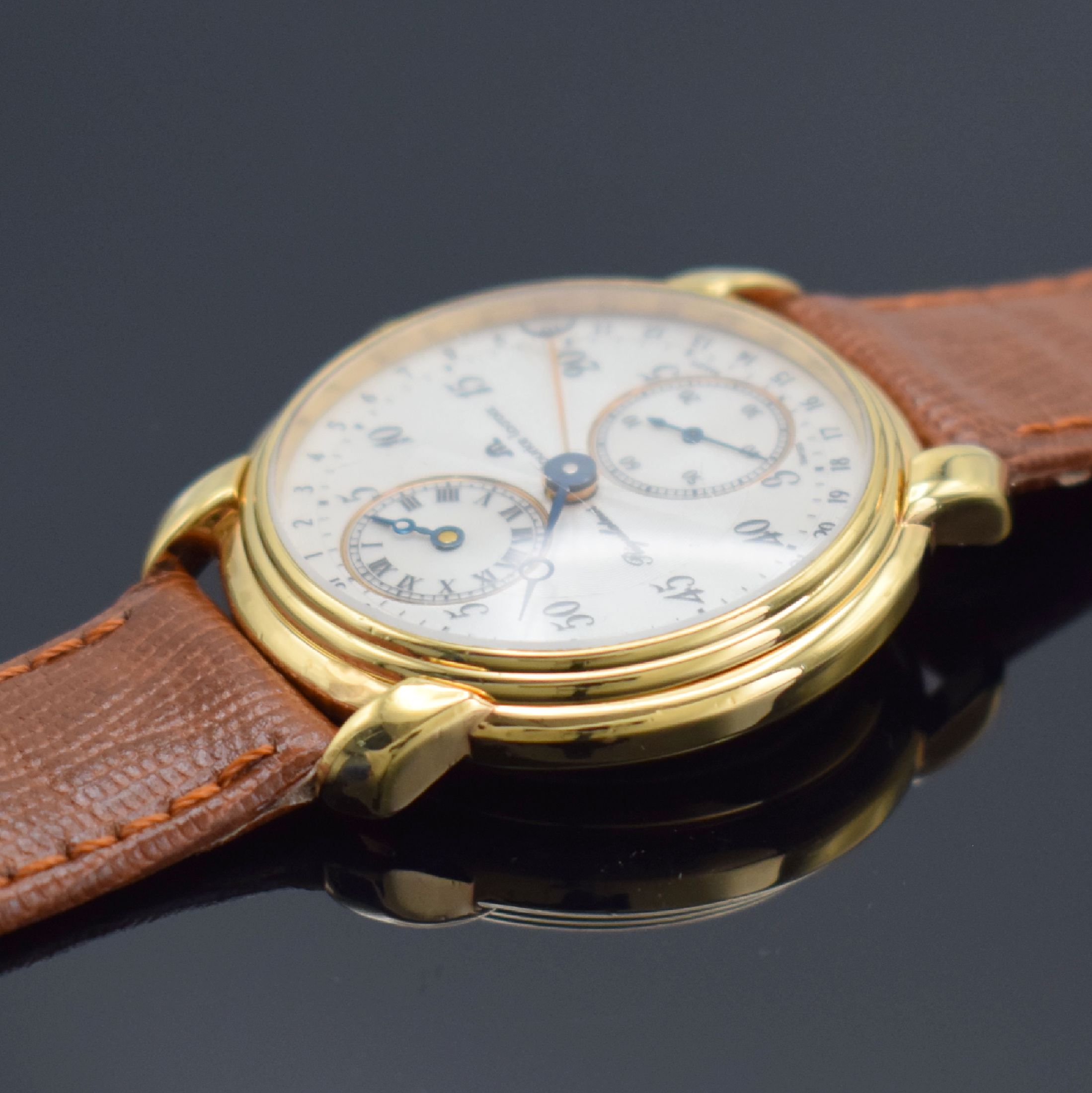 Detail c: MAURICE LACROIX auf 999 Stück limitierte Herrenarmbanduhr Regulateur Referenz 53401, Handaufzug, verg. Metallgeh., beids. vergl., Boden aufgedr., ...