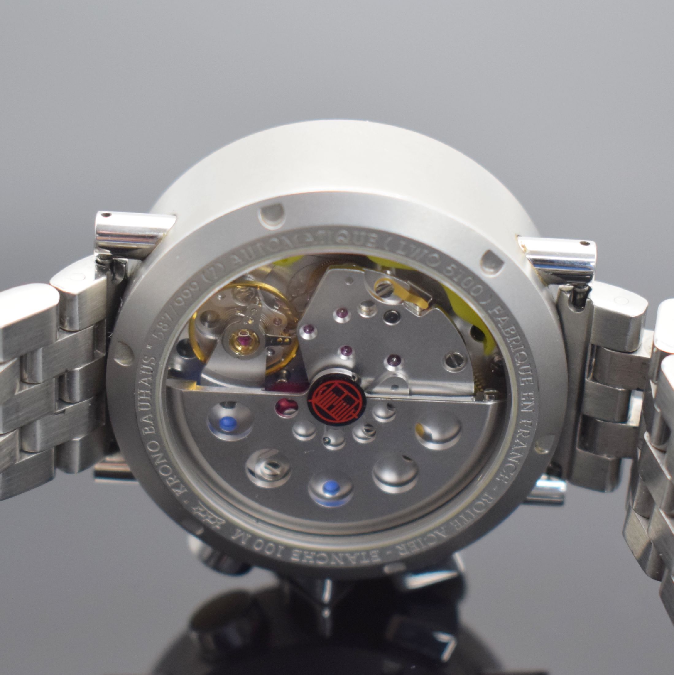 Detail e: ALAIN SILBERSTEIN KRONO BAUHAUS auf 999 Stück limitierter Armbandchronograph, Automatik, Schweiz/Frankreich um 1999, Edelstahlgeh. inkl. orig. ...