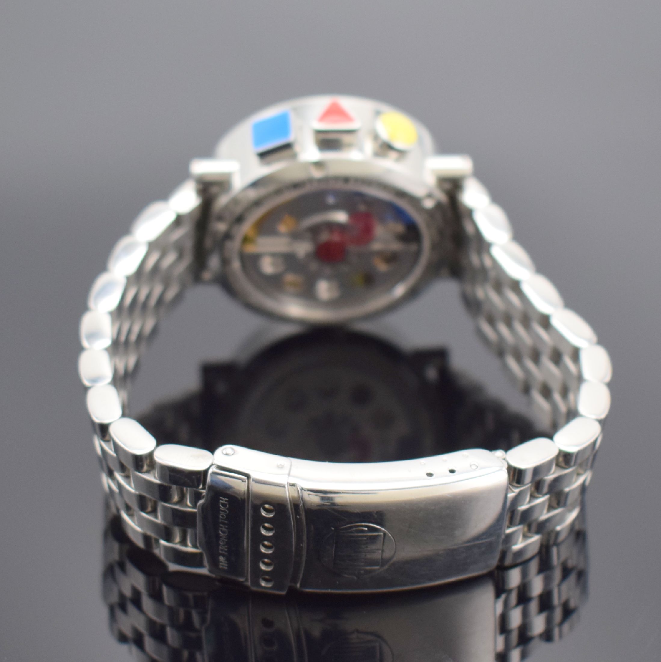 Detail b: ALAIN SILBERSTEIN Krono Bauhaus auf 500 Stück limitierter Armbandchronograph, verschr. Edelstahlgeh. inkl. orig. Gliederband, zus. orig. Lederband ...
