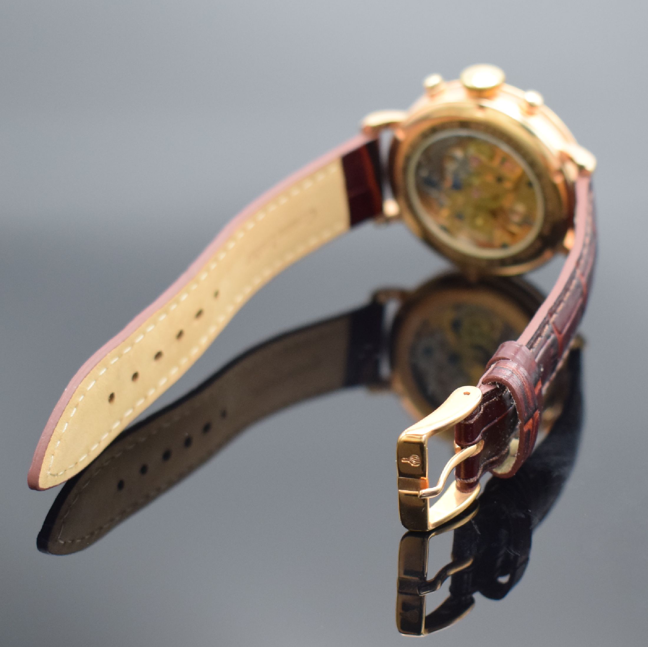 Detail b: POLJOT Armbandchronograph Modell Baikal, Handaufzug, verg. Edelstahlgeh. inkl. orig. Lederband m. orig. Dornschl., beids. vergl., Boden verschr., ...