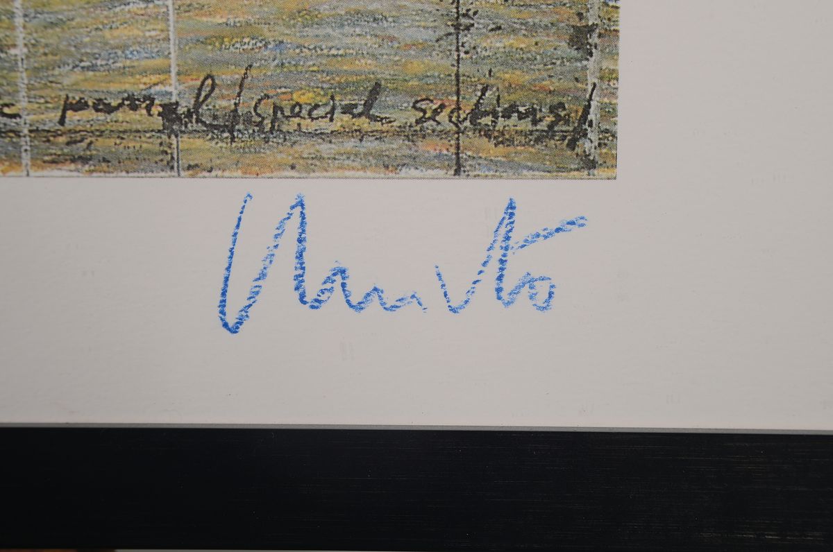 Detail a: Christo, 1935 Gabrovo-2020 New York, Wrapped Reichstag, Farboffset zur Collage, rechts unten handsigniert, Blattgr. ca. 70x80cm