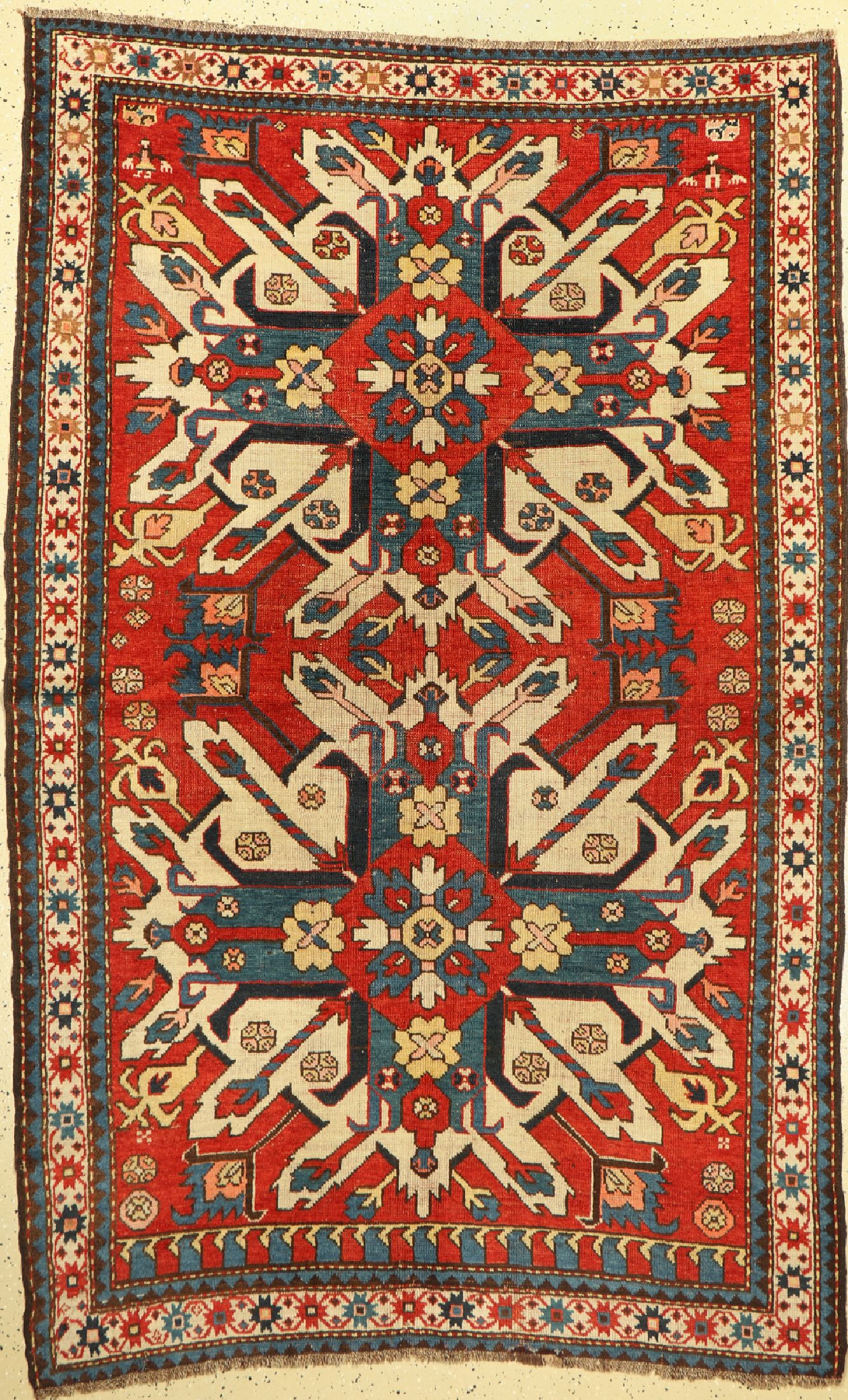 Tschelaberd(Adlerkazak), antik, Kaukasus, 19.Jhd, Wolle auf Wolle, ca. 215 x 140 cm, EHZ:(Alters-und Gebrauchsspuren)
