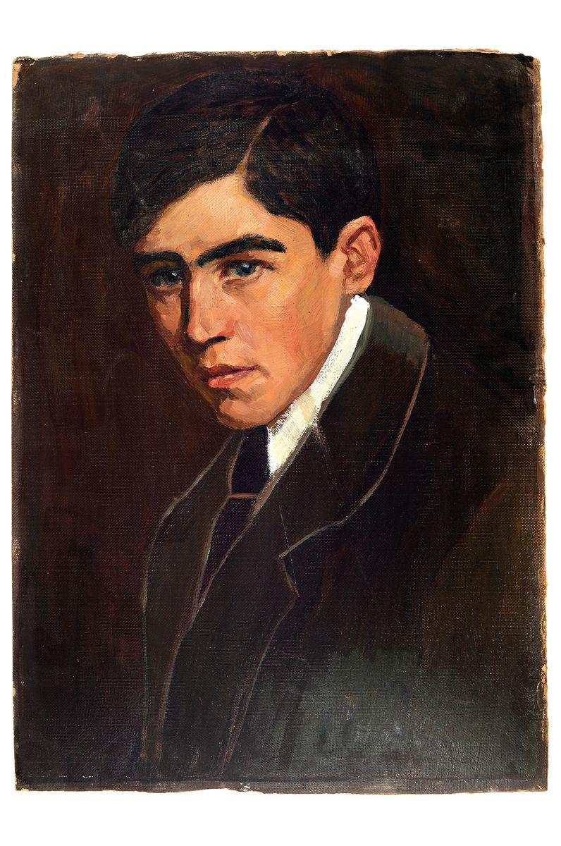 Herbert Grass, 1886 Mannheim - 1978 Heidelberg, Studium an der Akademie f. Graphische Künste Leipzig, hier: Porträt eines jungen Mannes, verso bez. ...