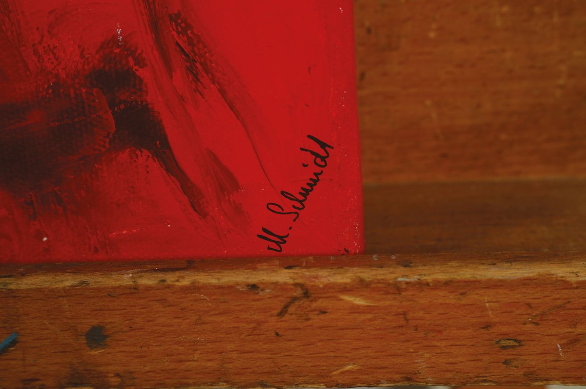 Detail a: Marion Schmidt, geb. 1963 Eschwege, "Damen ohne Gesicht", rechts unten signiert, Öl/Lwd, 50x70 cm