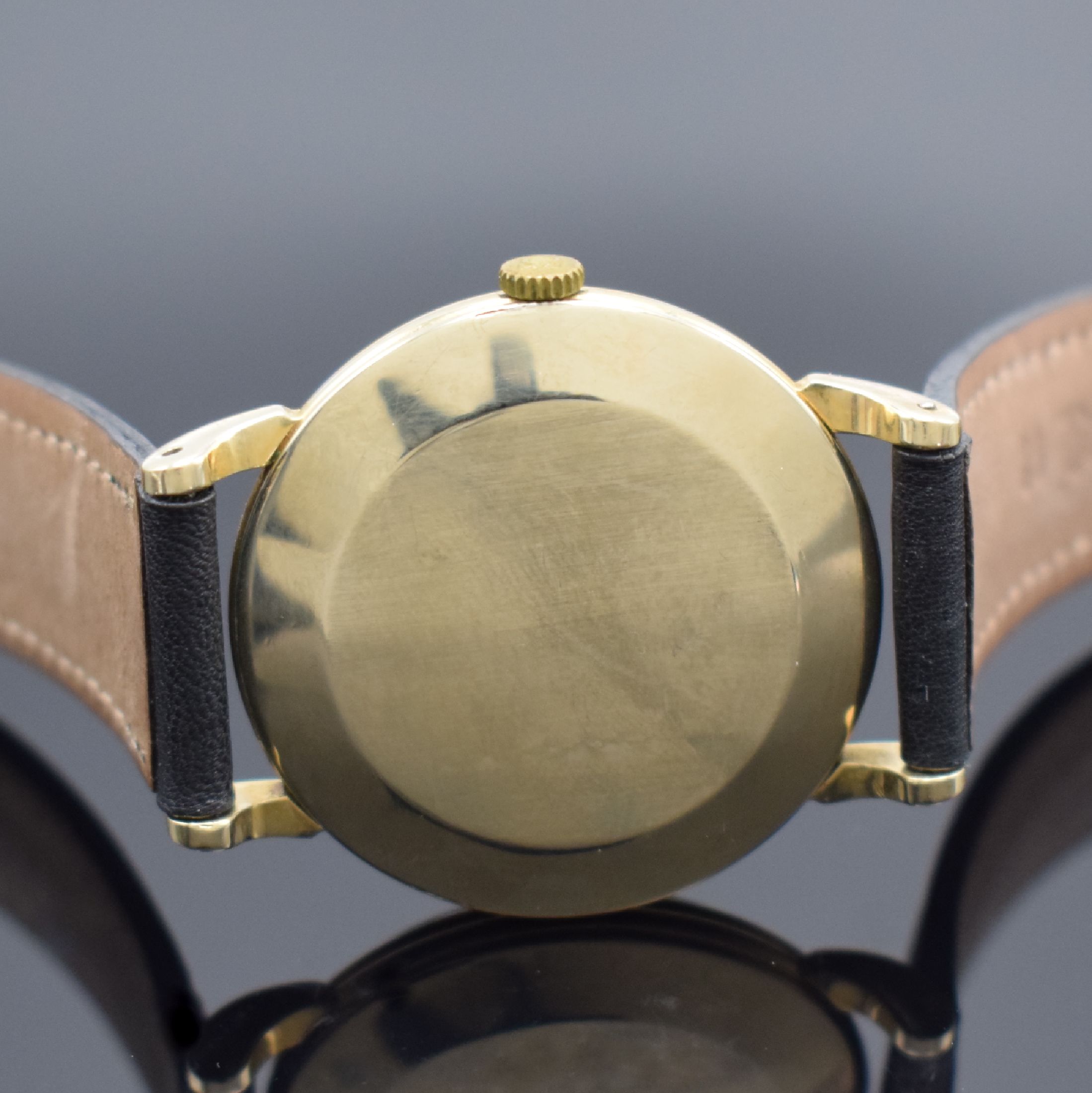 Detail c: OMEGA Armbanduhr mit Hammerautomatik in 80 Micron Plaque, Schweiz um 1951, Automatik, 3-tlg. Geh. Ref. 2398 2, Boden & Glasrand aufgedr., silb. ...