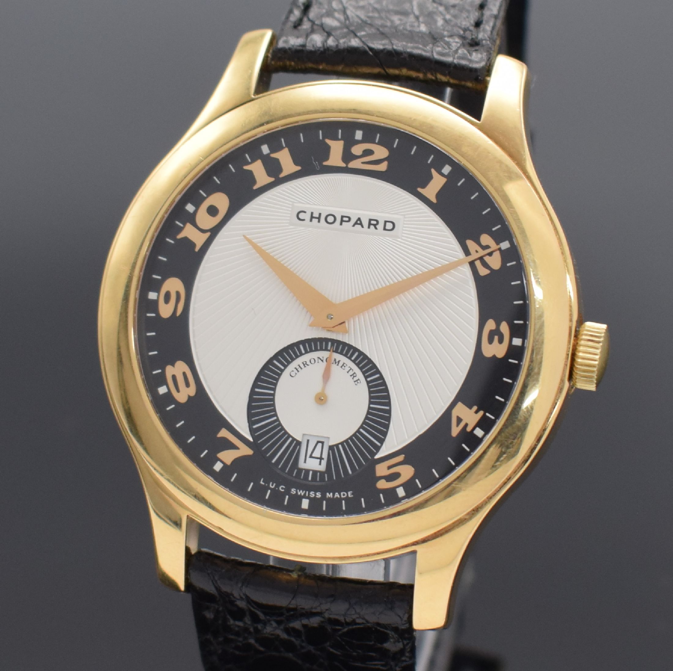 Detail a: CHOPARD Chronometre Herrenarmbanduhr in GG 750/000, Schweiz um 2010, Automatik, beids. Saphirvergl. Geh., Boden 8-fach verschr., Krone neutral ers., ...