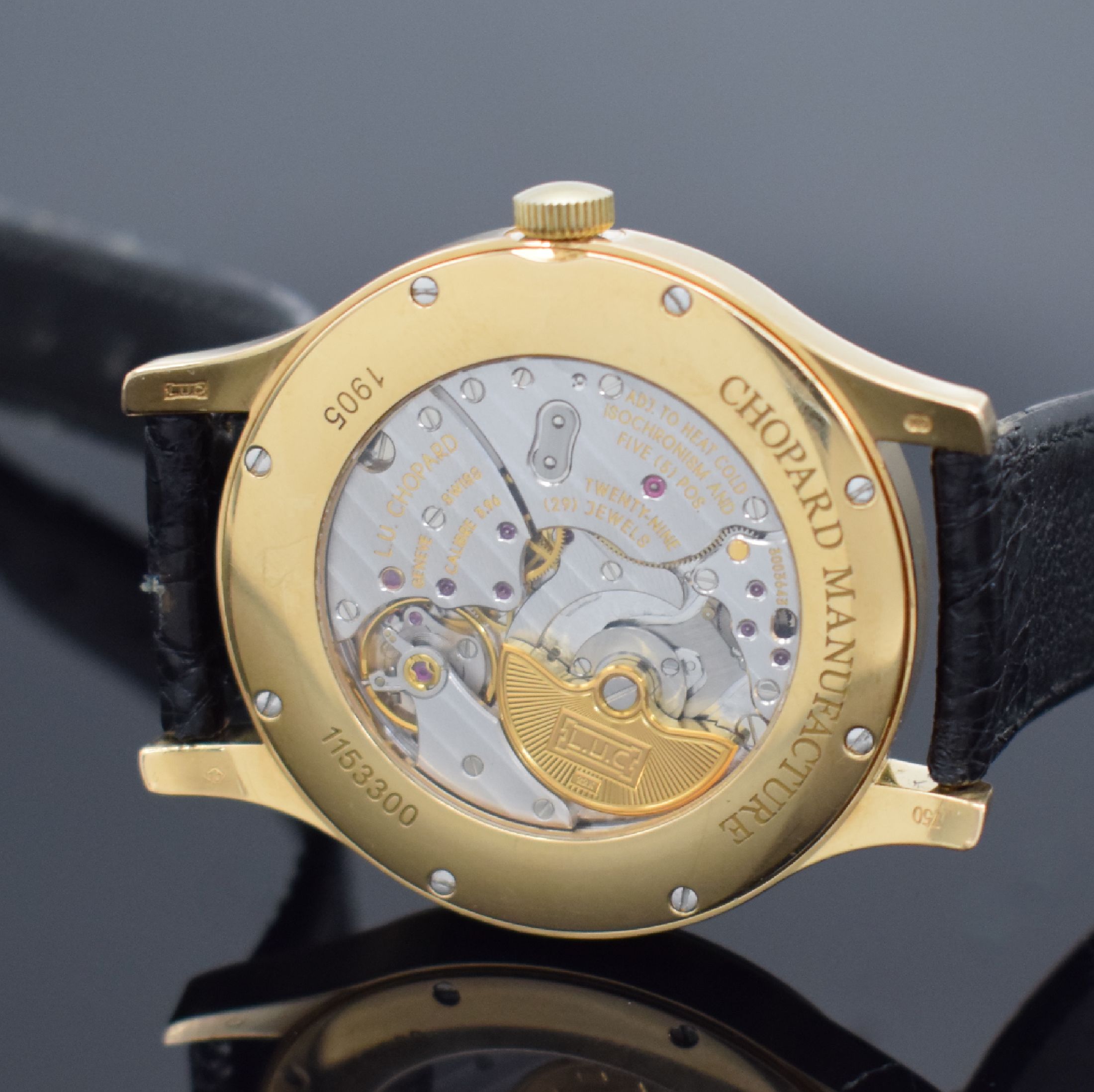 Detail c: CHOPARD Chronometre Herrenarmbanduhr in GG 750/000, Schweiz um 2010, Automatik, beids. Saphirvergl. Geh., Boden 8-fach verschr., Krone neutral ers., ...