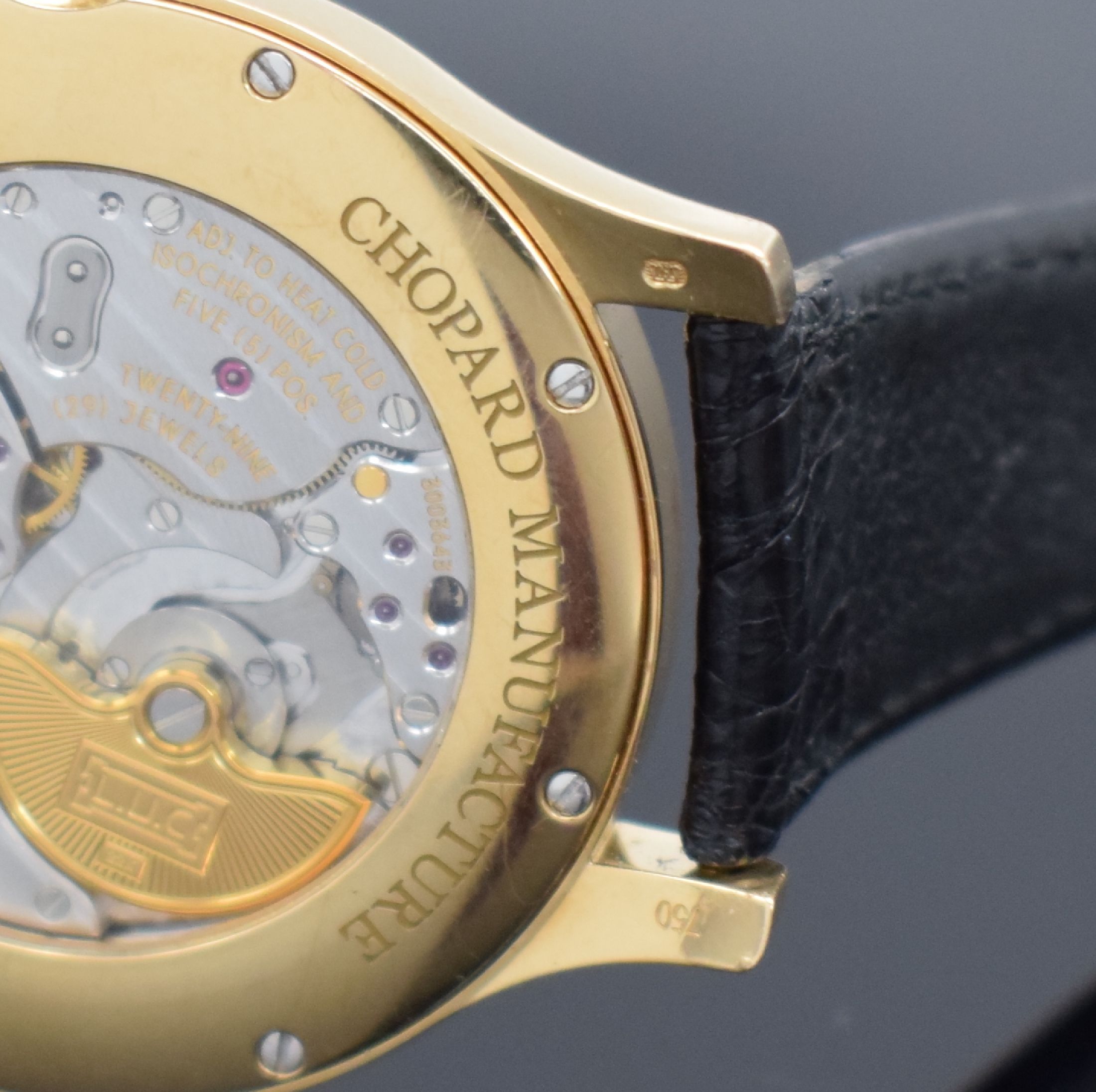 Detail e: CHOPARD Chronometre Herrenarmbanduhr in GG 750/000, Schweiz um 2010, Automatik, beids. Saphirvergl. Geh., Boden 8-fach verschr., Krone neutral ers., ...