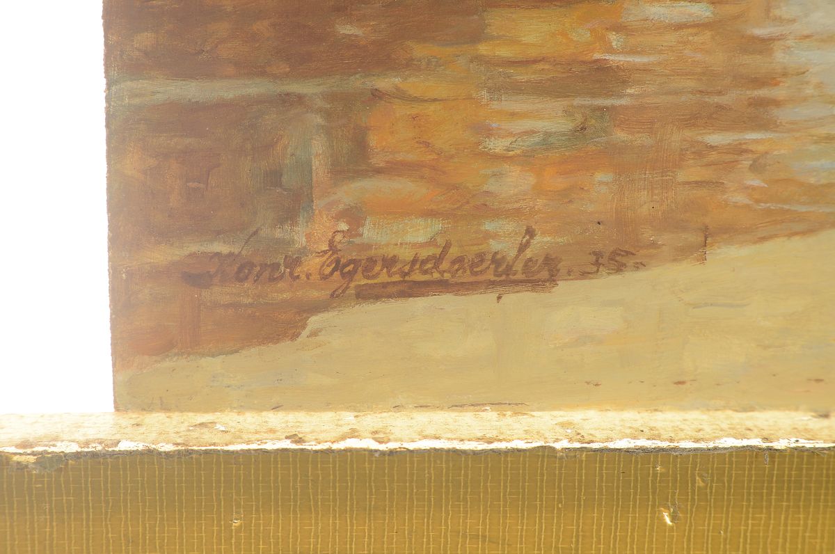 Detail a: Konrad Egersdörfer, 1868 München-1943, Studium an der Akademie München als Schüler von W. Diez, 1907 und 1911 stellte er seine Bilder im ...