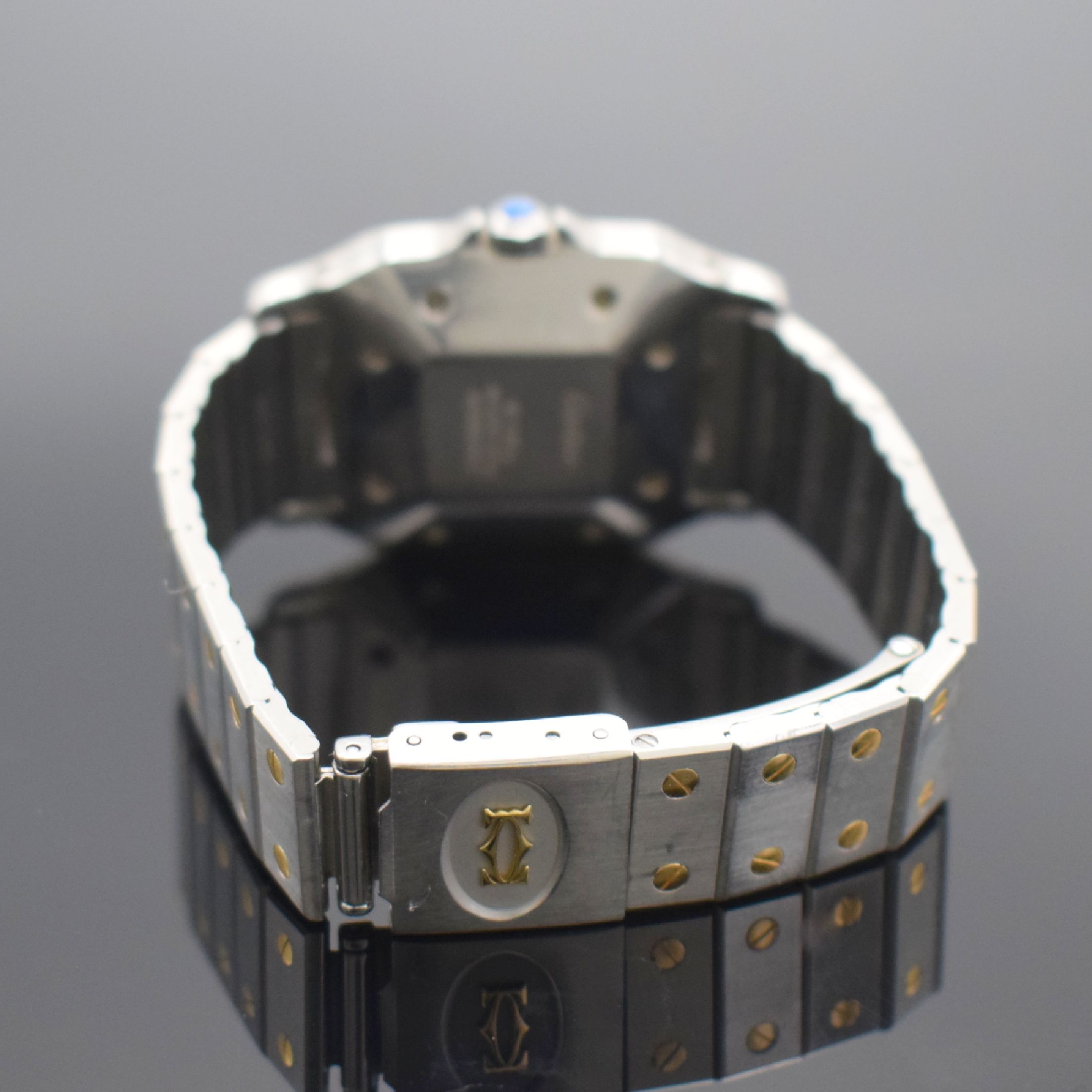 Detail b: CARTIER Armbanduhr Serie Santos in Edelstahl/ GG 750/000 kombiniert, Schweiz um 1990, Automatik, Stülpgehäuse, Goldlünette 8-fach verschr., ...