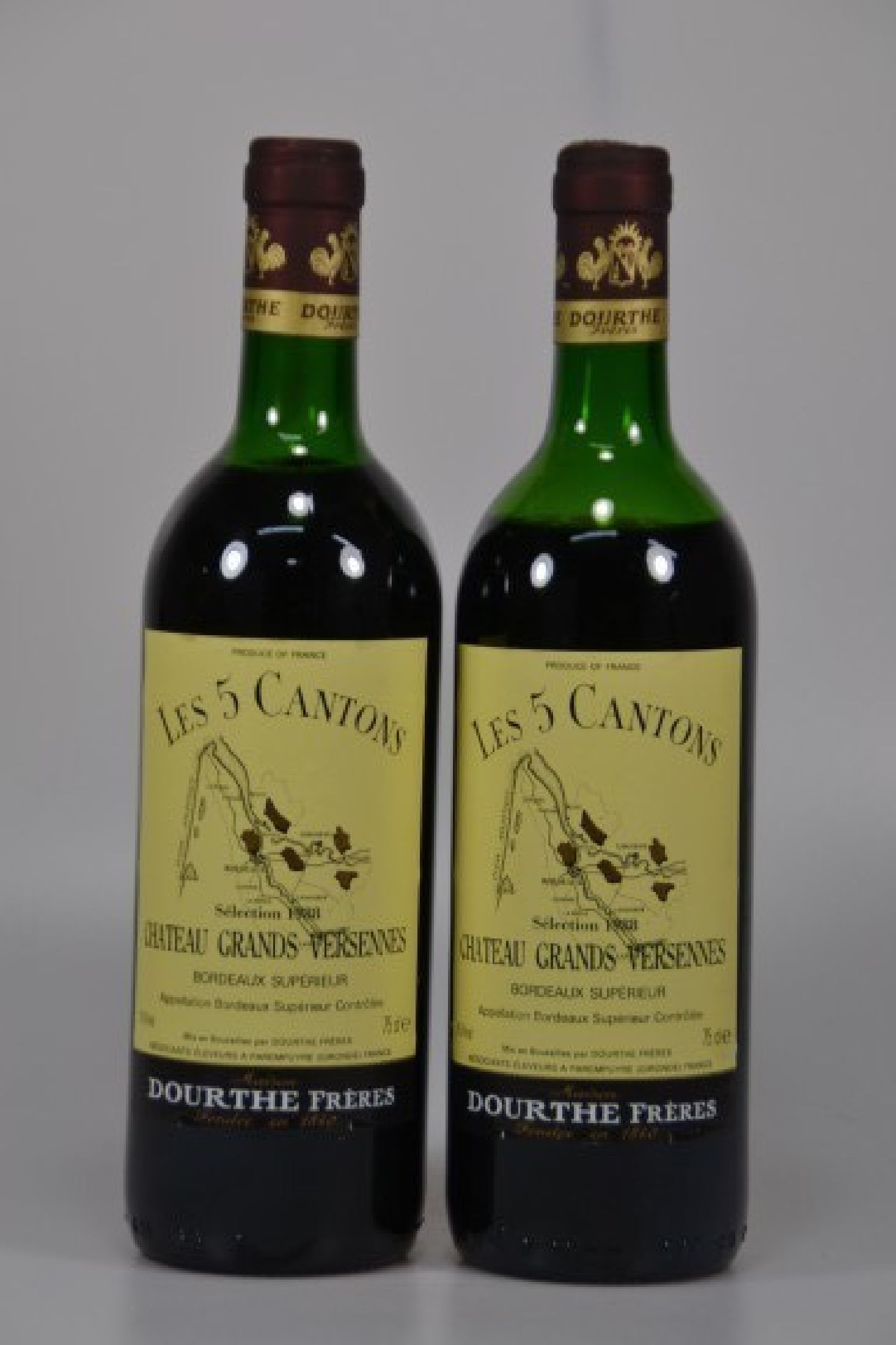 2 Flaschen, 1988 Chateau Grands Versennes, Les5 Cantons, Bordeaux, 750ml, 11,5% Vol., Mid Shoulder/Upper Mid Shoulder, unverkostet