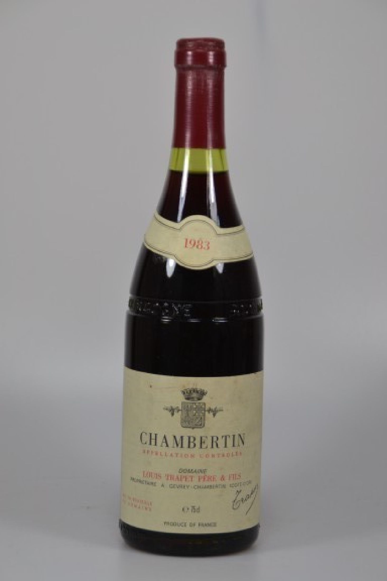 1 Flasche, 1983 Domaine Trapet Pere et Fils Chambertin Grand Cru, Cote de Nuits, 750ml, Füllniveau ca. 1 cm, unverkostet