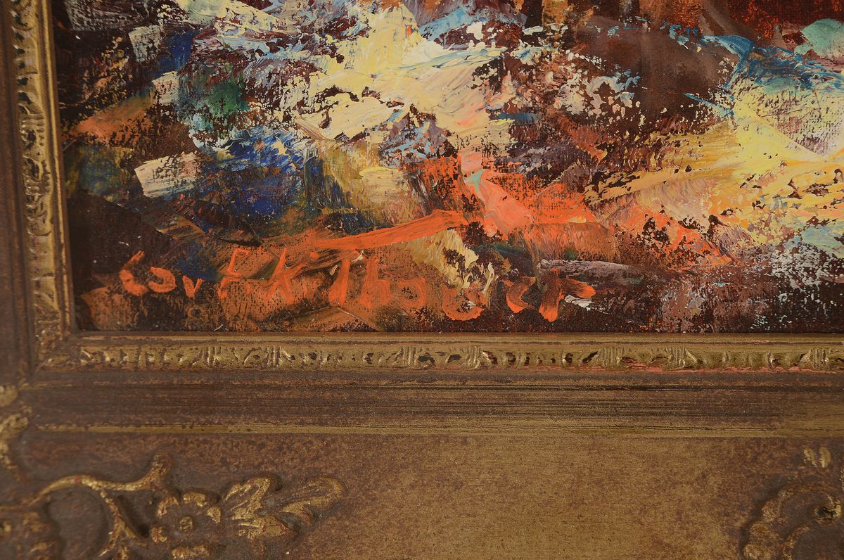 Detail a: Friedrich-Karl Thauer, 1924-2009, Studium bei Prof. Metz und Hagenmüller, später Studium bei Kokoschka, hier: weiblicher Rückenakt, Öl/Lwd, links ...