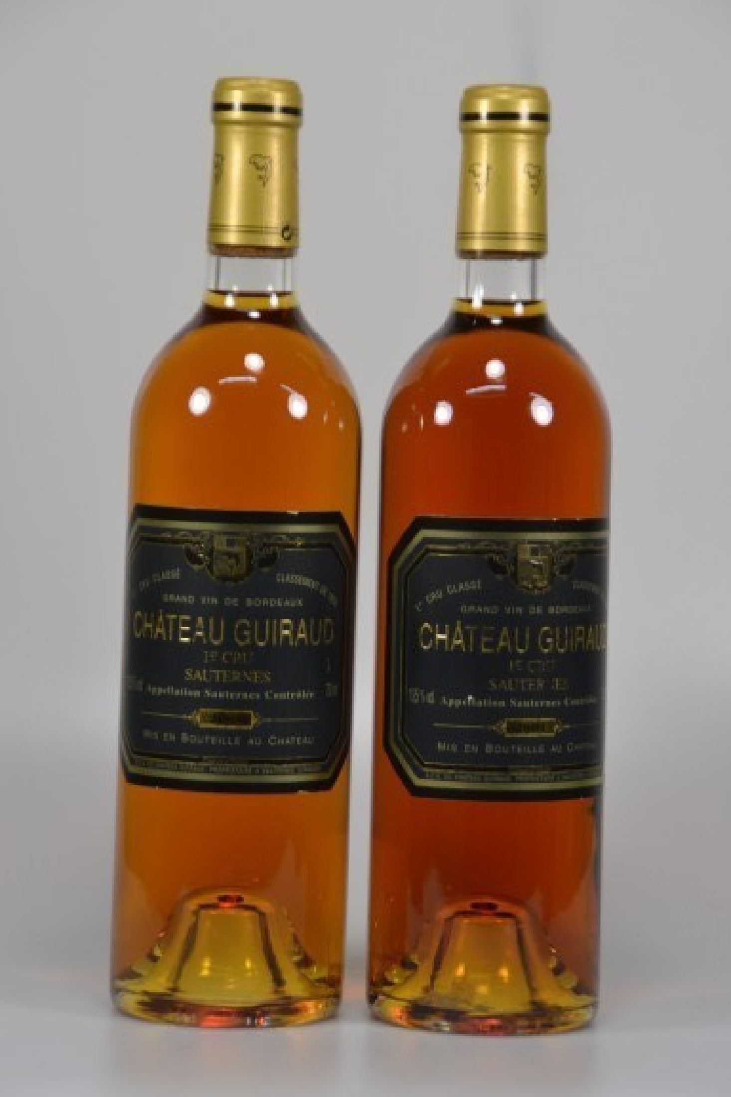 zwei Flaschen Chateau Guiraud, Sauternes, 2001, jeweils 0.75l, Füllstand High Fill, guter Erhaltungszustand