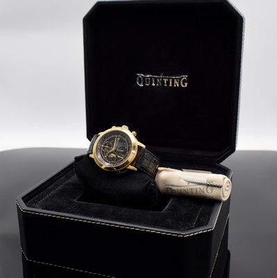 Image QUINTING seltener Armbandchronograph mit mysterieuser Zeitanzeige in GG 750/000
