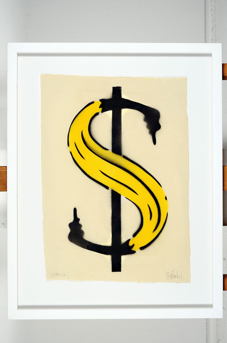 Detail k: Thomas Baumgärtel, geb. 1960 Rheinberg, Studium der Freien Kunst an der FachhochschuleKöln, bekannt als "Bananensprayer", markiert seit ...