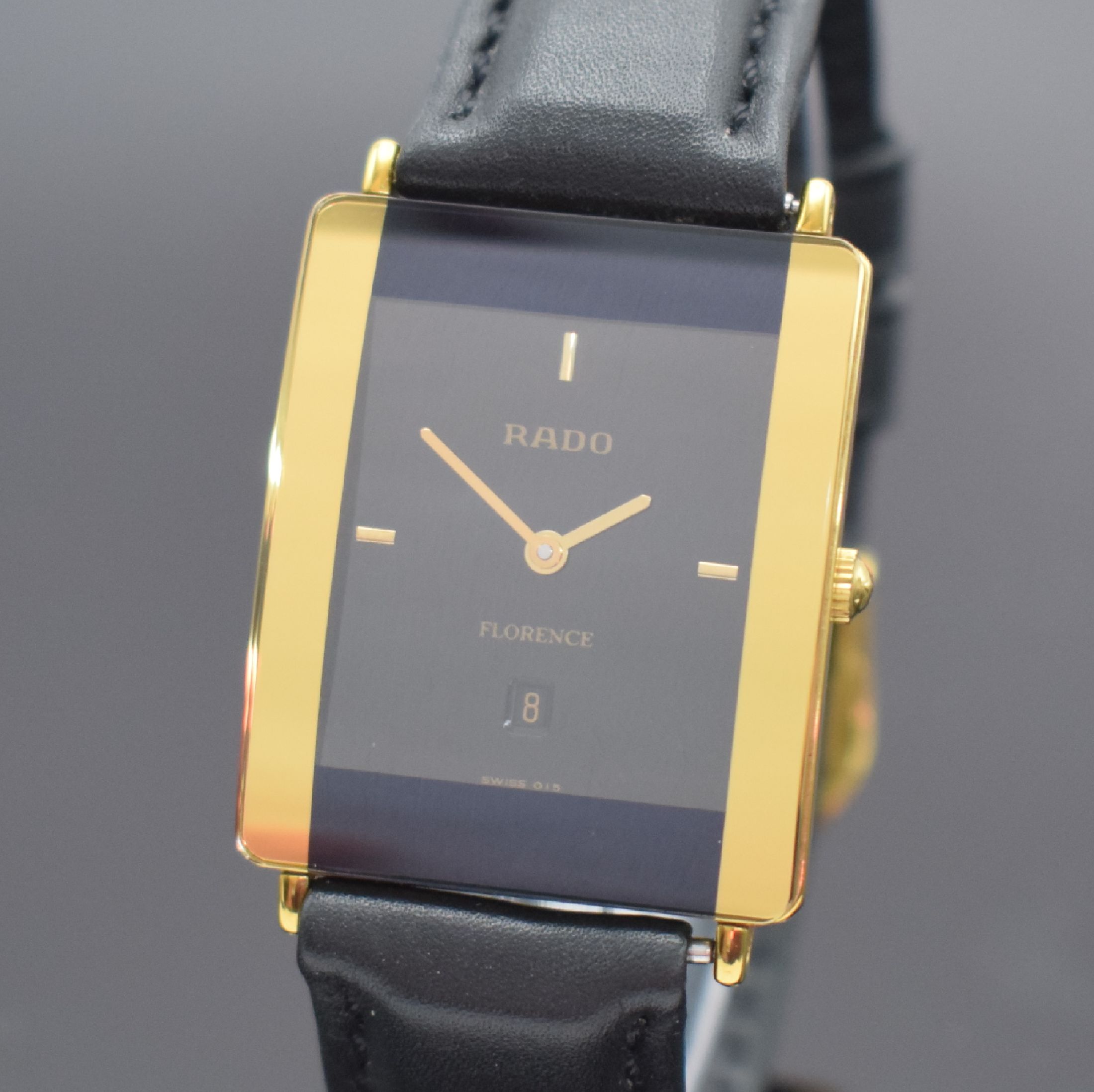 Detail a: RADO Florence Armbanduhr Referenz 160.3670.2, Schweiz um 2005, quarz, verg. Geh., Boden 4-fach verschr., Saphirglas, neutr. Lederband m. orig. verg. ...