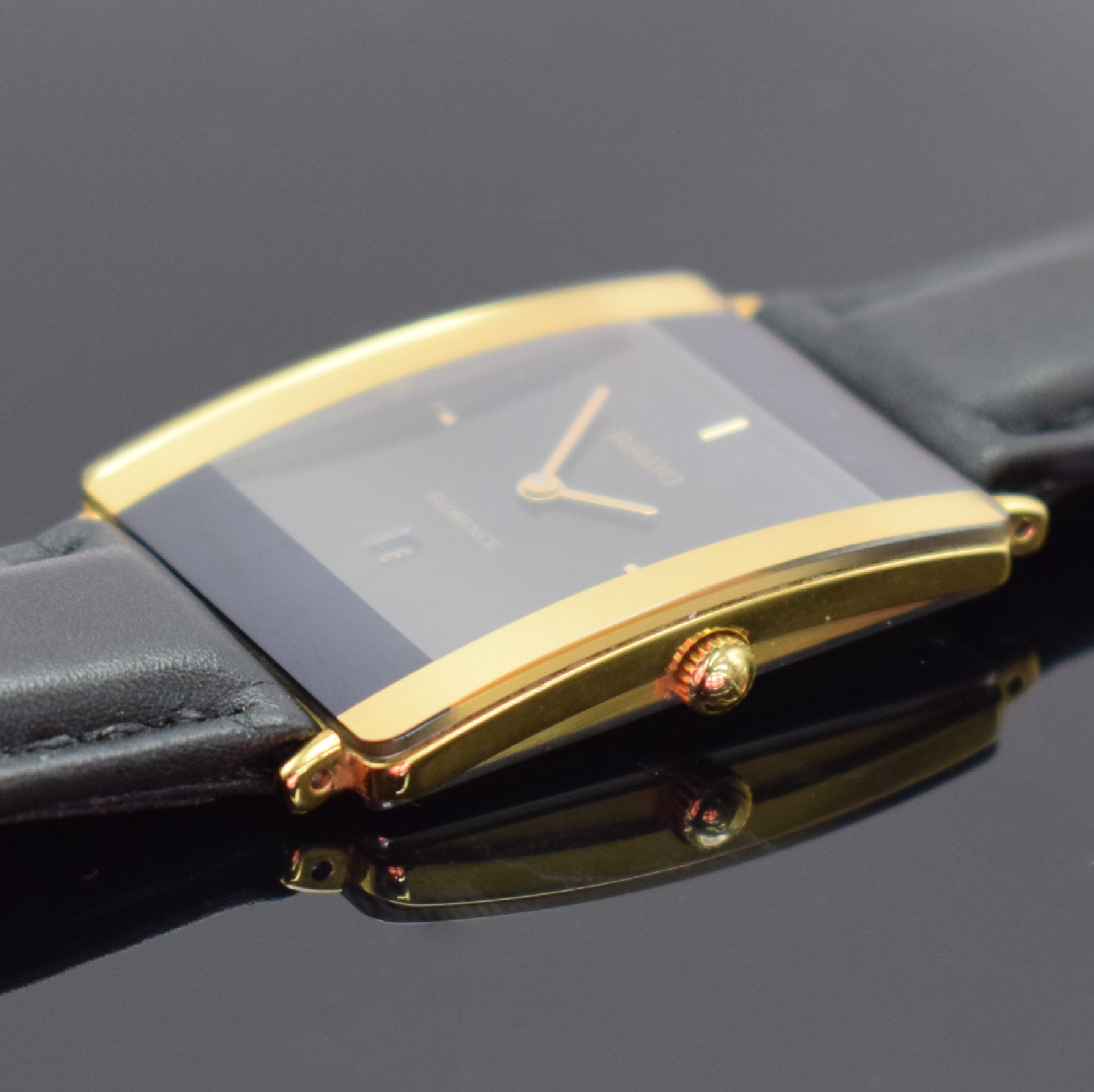 Detail c: RADO Florence Armbanduhr Referenz 160.3670.2, Schweiz um 2005, quarz, verg. Geh., Boden 4-fach verschr., Saphirglas, neutr. Lederband m. orig. verg. ...