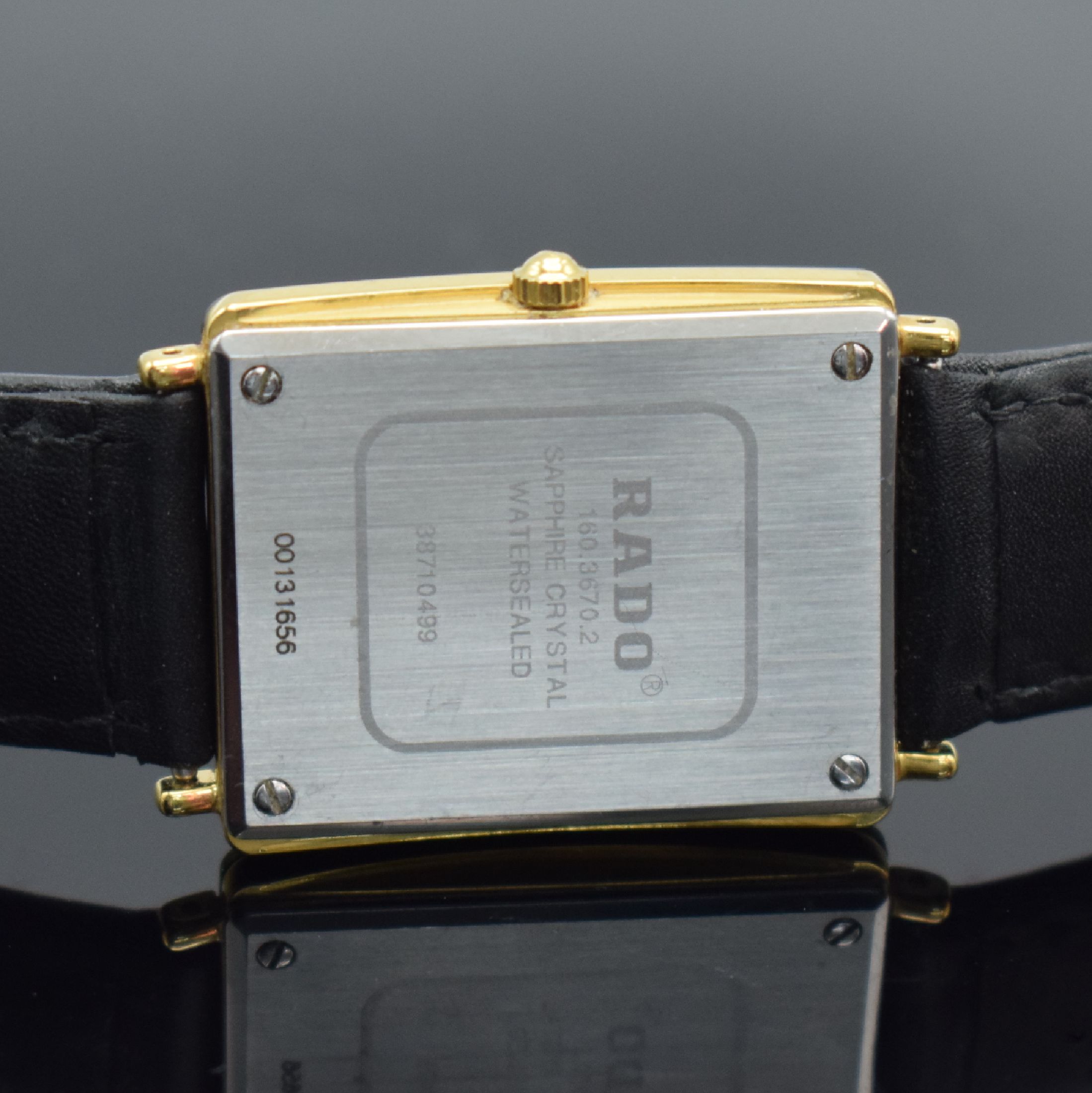 Detail d: RADO Florence Armbanduhr Referenz 160.3670.2, Schweiz um 2005, quarz, verg. Geh., Boden 4-fach verschr., Saphirglas, neutr. Lederband m. orig. verg. ...