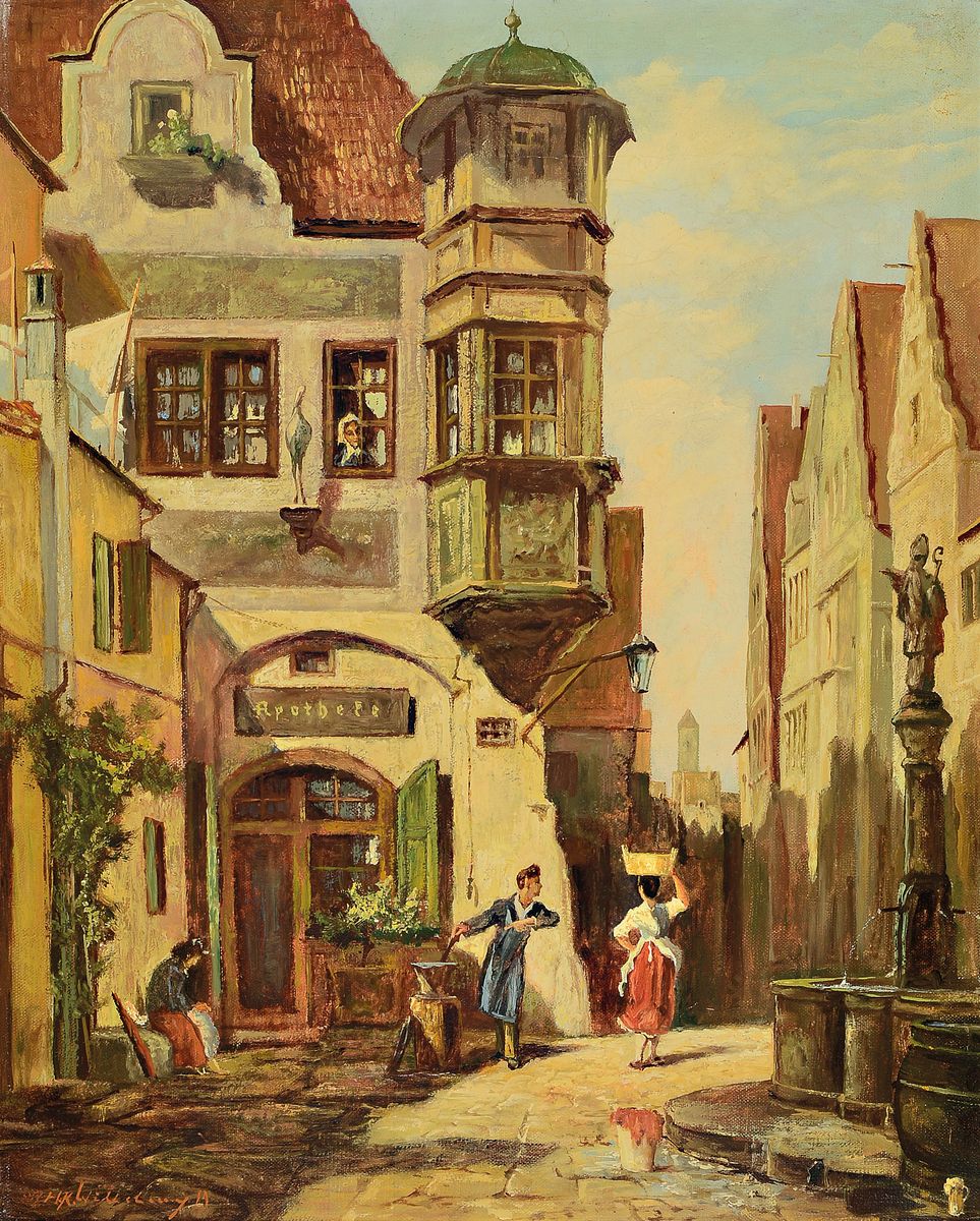 Ungedeuteter Kopist um 1900, Kopie Nach Carl Spitzwegs (1808-1885) "Der Briefbote im Rosenthal", gekonnte Kopie nach dem Originalvon 1858 ...