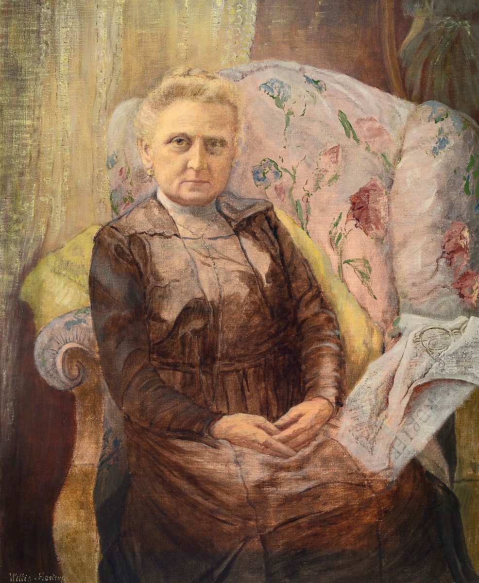 Wittig-Hostrup, Künstler um 1900, Bildnis einer älteren Dame im Lehnsessel, Öl/Lwd, links unten signiert, Rahmen, 75x64 cm