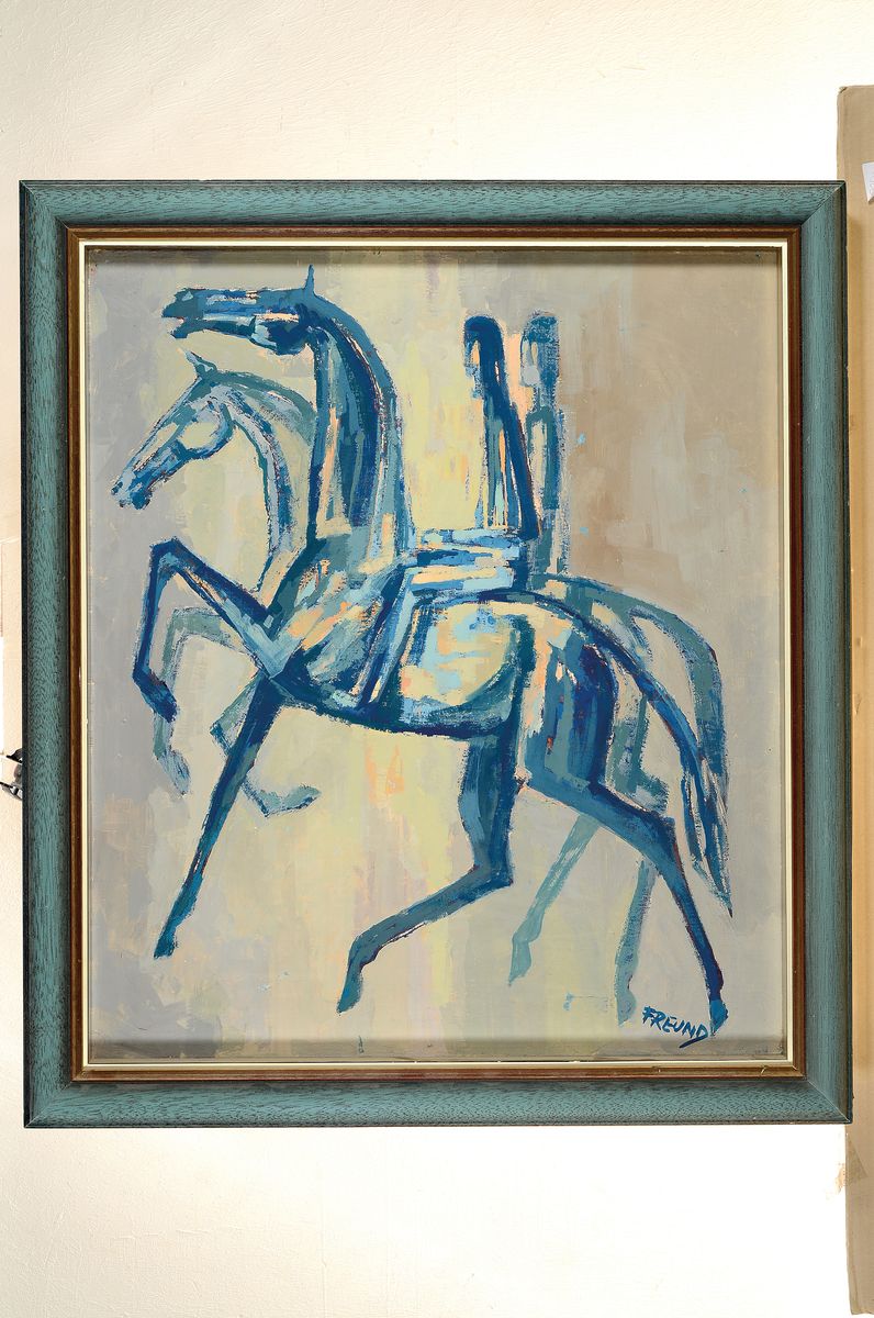 Detail k: Robert Freund, geb. 1929, Zwei Reiter, Öl/Lwd, rechts unten signiert, ca. 70x60cm, R. ca. 80x70cm