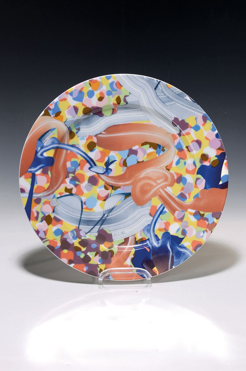 Frank Stella, geb. 1936, Künstlerteller Rosenthal, "Ceiling: Princess of Wales Theater 1996", num. 198/2000, D. 30.5cm