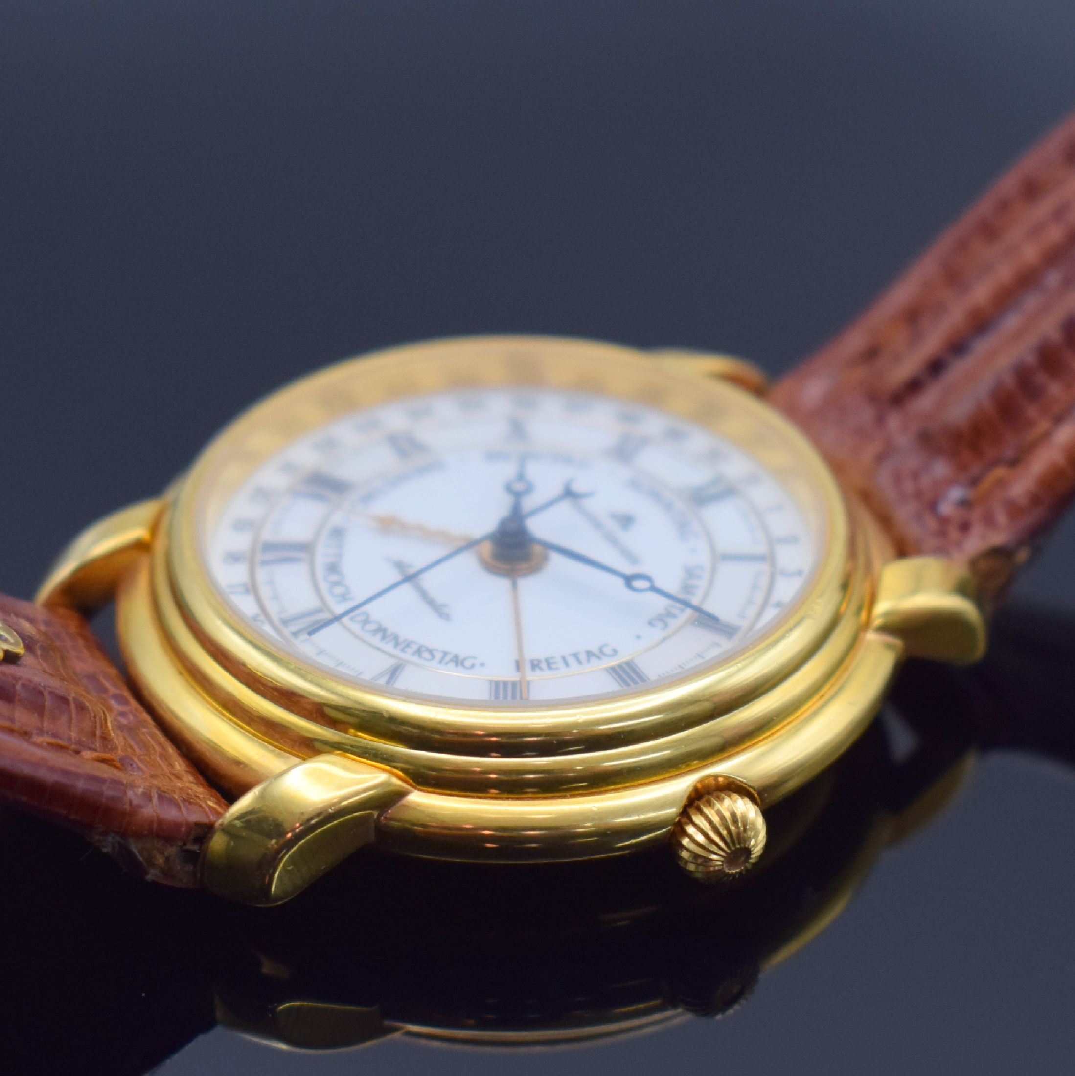 Detail b: MAURICE LACROIX Masterpiece Herrenarmbanduhr Referenz 27294, Schweiz 1990er Jahre, Automatik, verg. Geh. beids. vergl., Boden & Glasrand aufgedr., ...