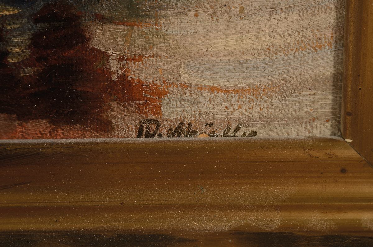 Detail a: Willibald Müller, 1880 Franzensbad/Österreich-1926, Schüler des Heinrich von Zügel, Führer mit drei Kühen in der Furt bei Wörth, ...