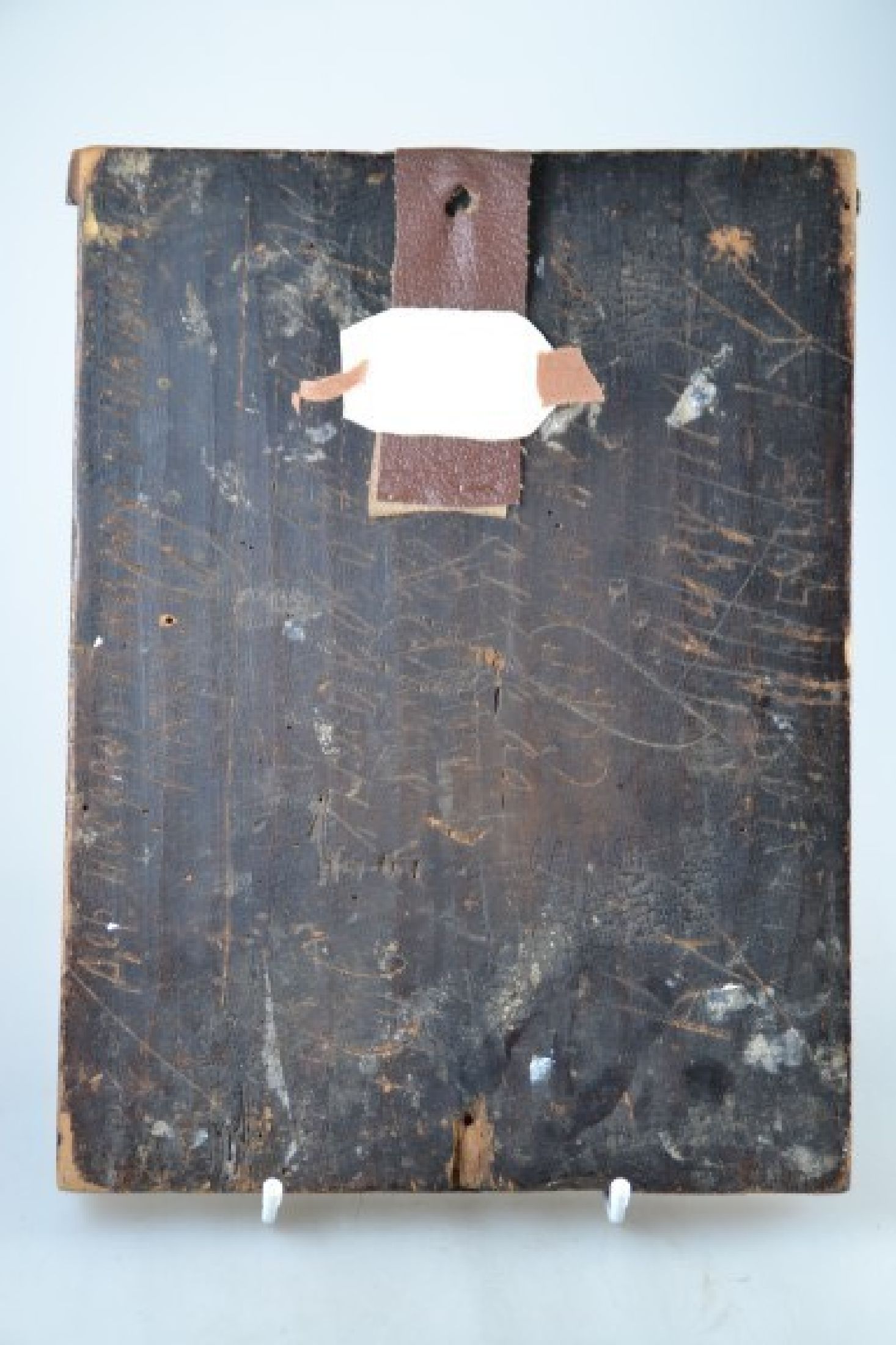 Detail a: Hausikone, Die Erscheinung der Gottesmutter beim Hl. Sergij von Radonesh, Nordrussland, um 1800, Eitempera auf Holz, abgewaschen, Alterssch., ca. ...