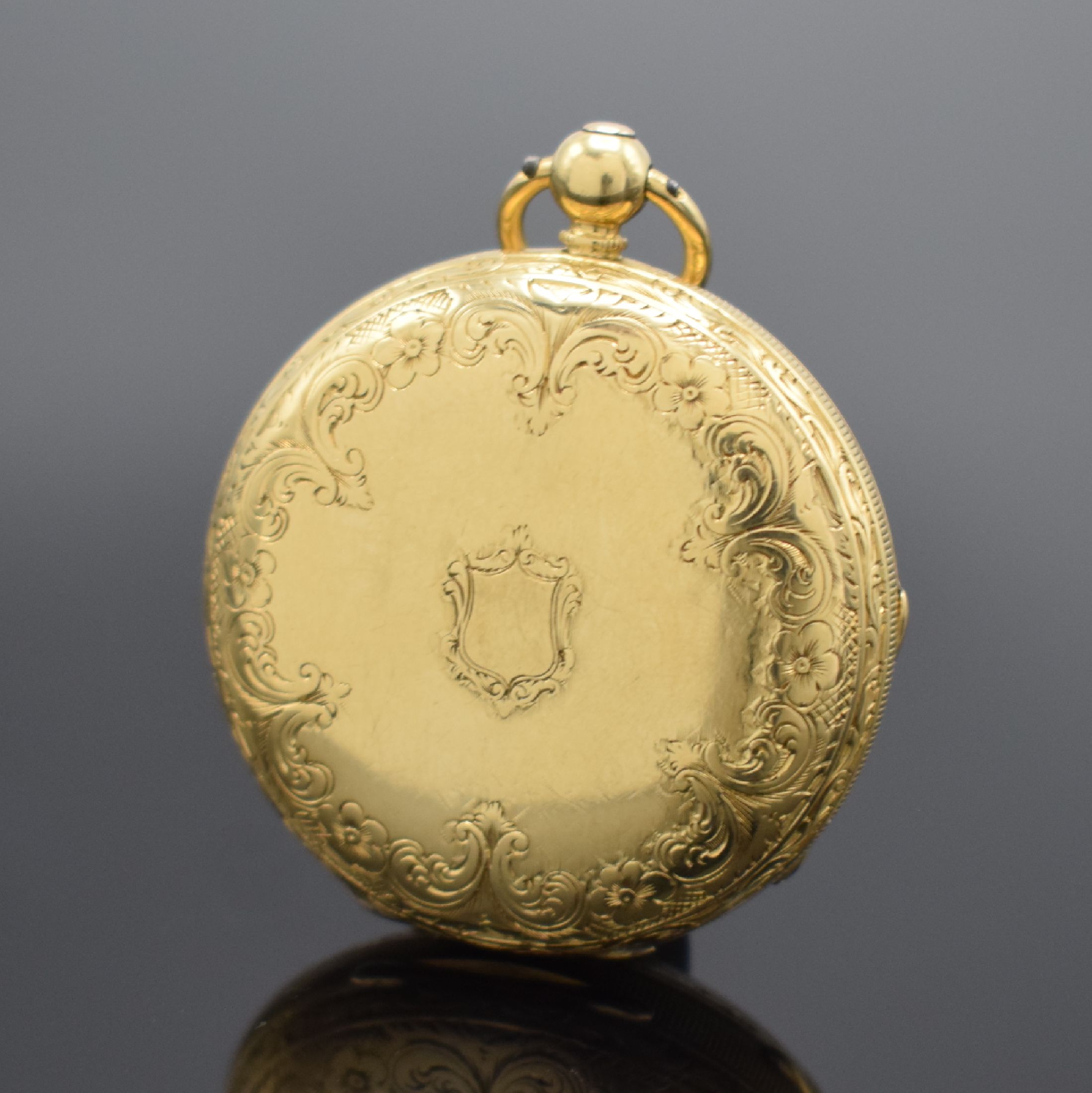Detail b: E. J. DENT London Goldtaschenuhr Nr. 10568 in GG 750/000, England um 1825, Gold Zifferblatt, gebl. Zeiger, feines Spitzzahn- Ankerwerk, gebl. ...