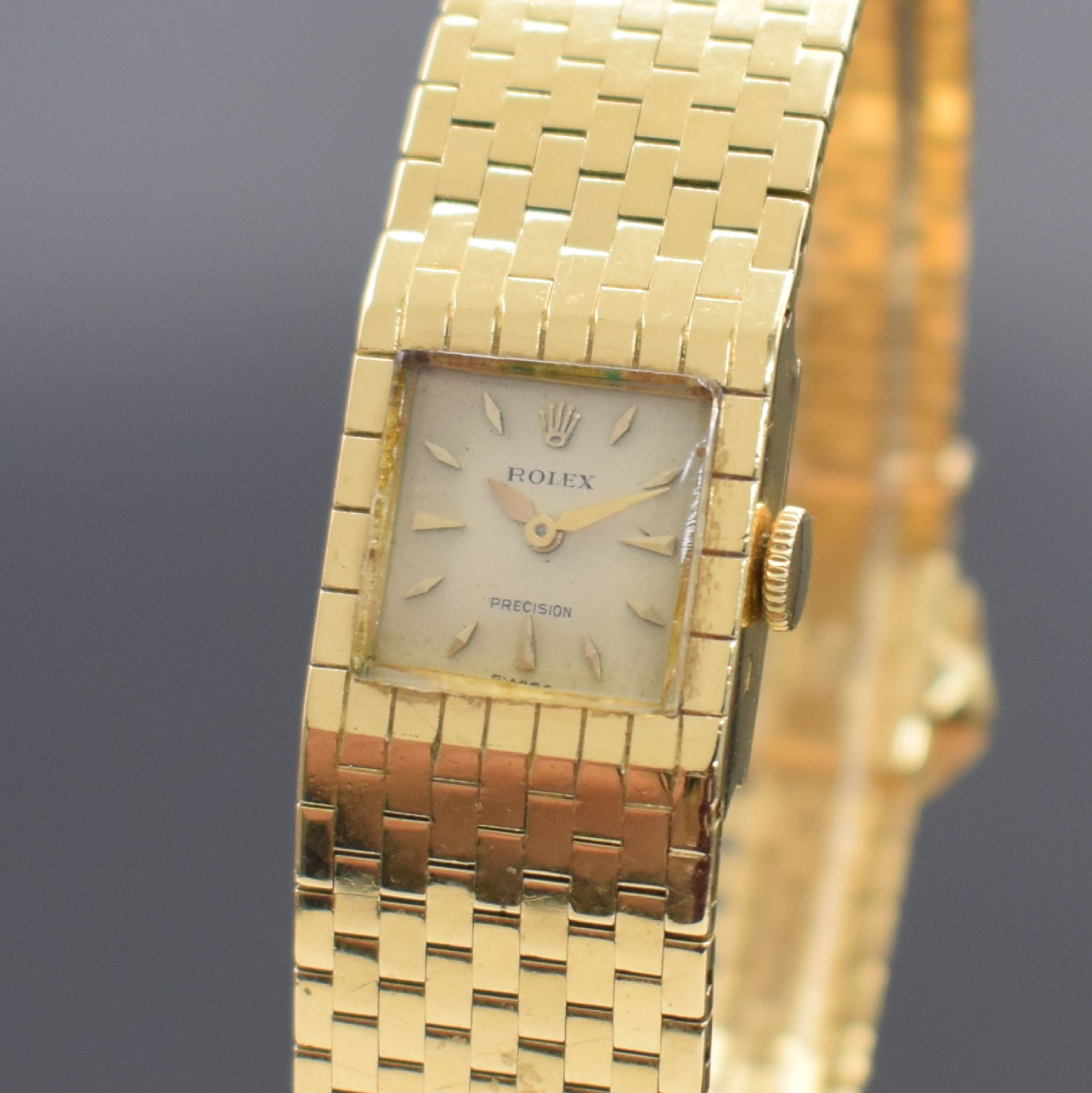 Detail a: ROLEX Precision ausgefallene Damenarmbanduhr in GG 750/000 Referenz 8209, Schweiz um 1955, Handaufzug, 2-teil. Geh., Boden aufgedr., orig. GG 750/000 ...