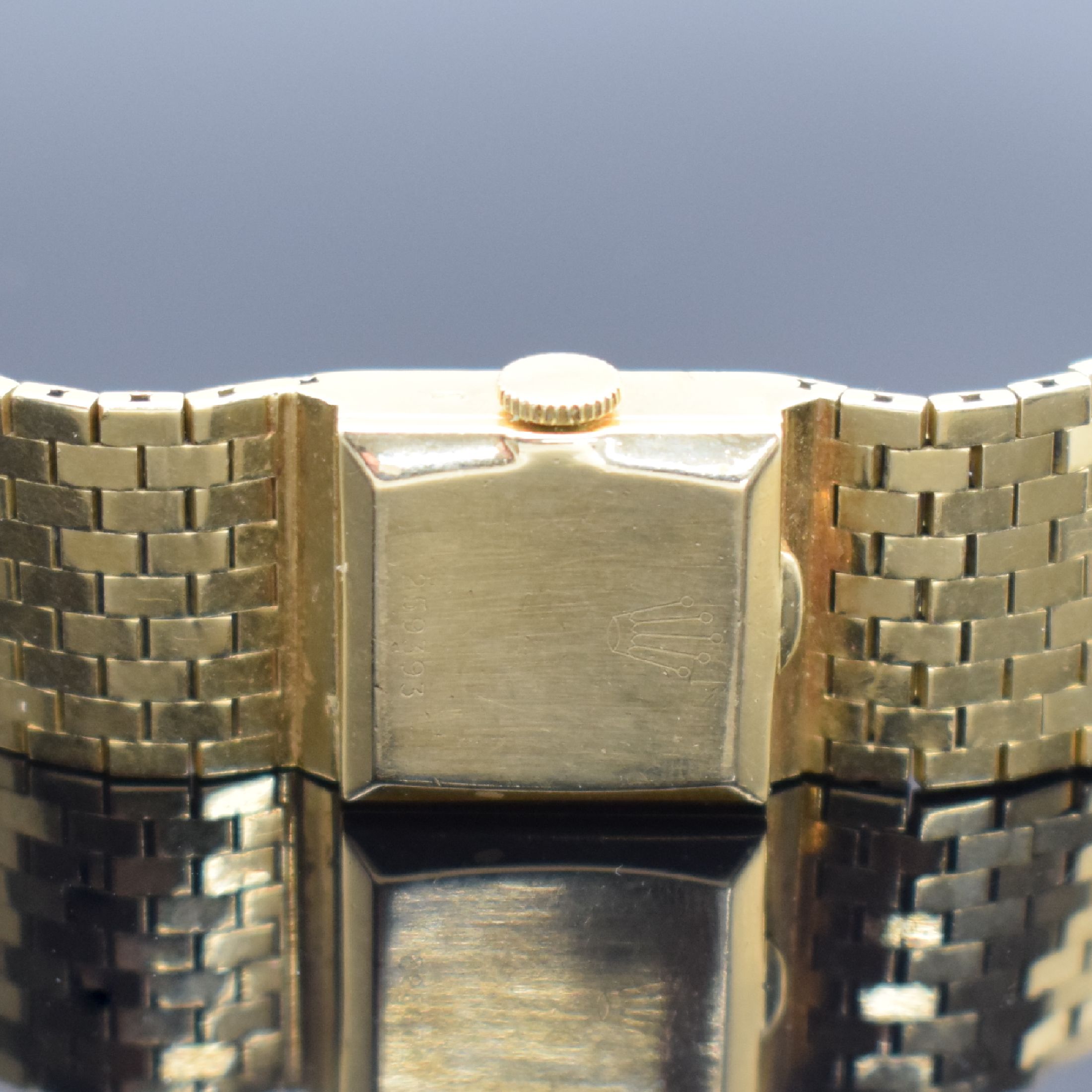Detail d: ROLEX Precision ausgefallene Damenarmbanduhr in GG 750/000 Referenz 8209, Schweiz um 1955, Handaufzug, 2-teil. Geh., Boden aufgedr., orig. GG 750/000 ...