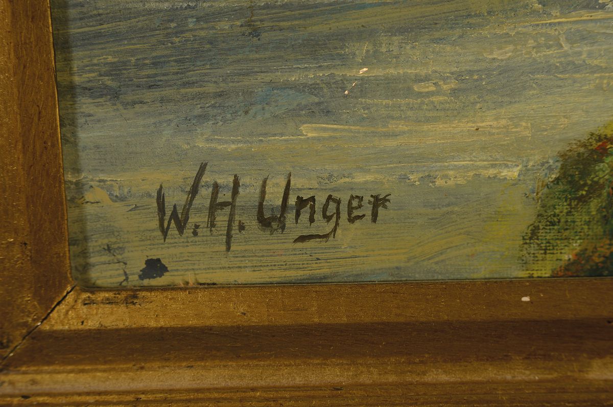 Detail a: Wolfgang Heinz Unger, 1929 Halle/Saale - 2019 Eiger im Berner Oberland, Rheinlandschaft bei Rüdesheim, Öl/Lwd, signiert, ca. 50 x 60 cm, l. ...