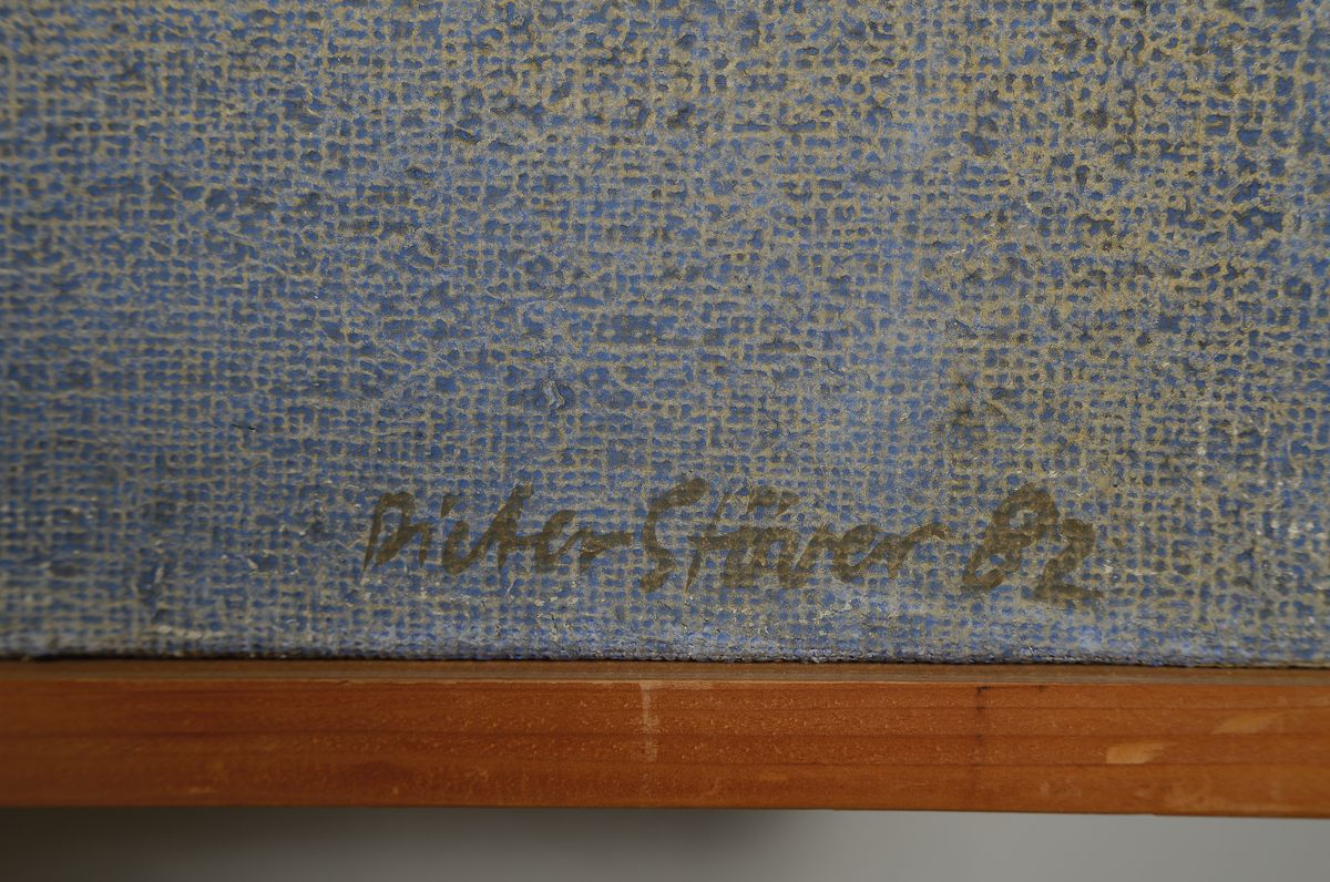 Detail a: Dieter Stöver, 1922 Odenburg - 1984 Schlegldorf b. Lengries, "Luni", Acryl/Lwd, signiert, rückseitig bezeichnet auf Keilrahmen und ...