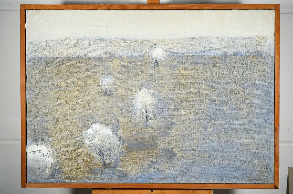 Detail k: Dieter Stöver, 1922 Odenburg - 1984 Schlegldorf b. Lengries, "Luni", Acryl/Lwd, signiert, rückseitig bezeichnet auf Keilrahmen und ...