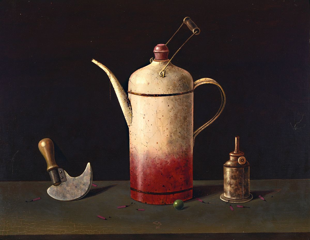 Günther Blau, 1922 Elberfeld - 2007 Marburg,Stilleben, Öl/Malplatte, monogrammiert, ca. 53 x 68 cm, Rahmen, der Künstler studierte in München und ...