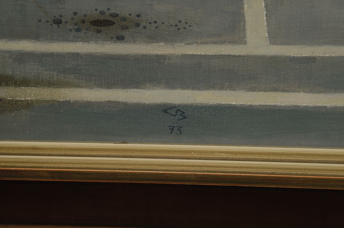 Detail a: Günther Blau, 1922 Elberfeld - 2007 Marburg,"Haus im Nettuno", Öl/Malplatte, dat.73 , der Künstler studierte in München und Karlsruhe ...